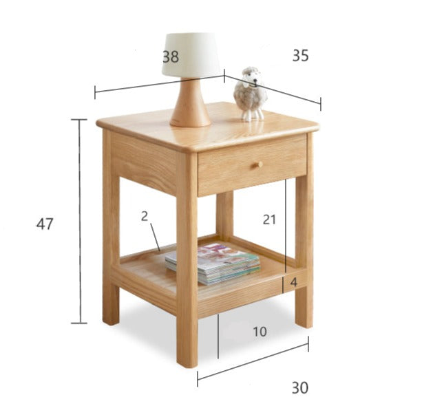 Solid Oak Wood Nightstand - Bedside Table with Drawer for Bedroom Furniture, Perfect for Storage and Decor | Modern & Rustic Home Design