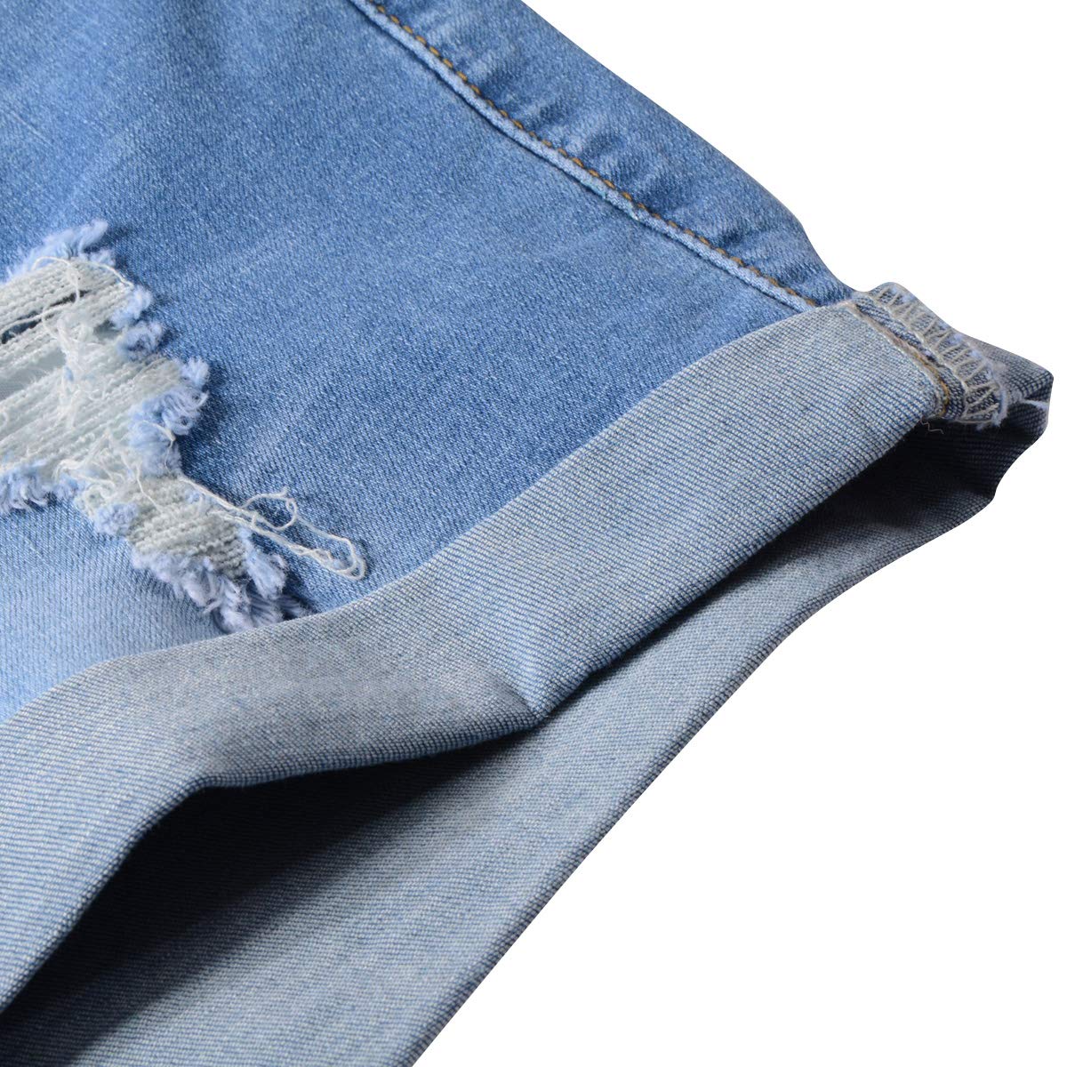Vanberfia Women's Stretchy Denim Mid Rise Jean Shorts with Pockets - Comfortable Casual Summer Shorts for Beach, Travel & Everyday Wear
