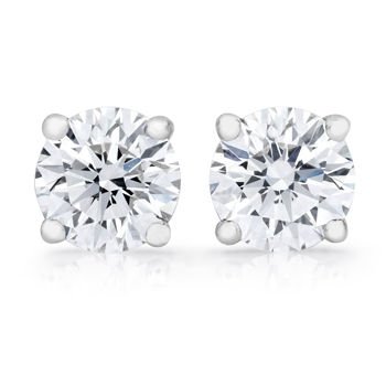 14K White Gold Round Diamond Stud Earrings - 0.60 Carat Total Weight, I1 Clarity, Prime Quality - Perfect for Weddings, Anniversaries & Special Occasions