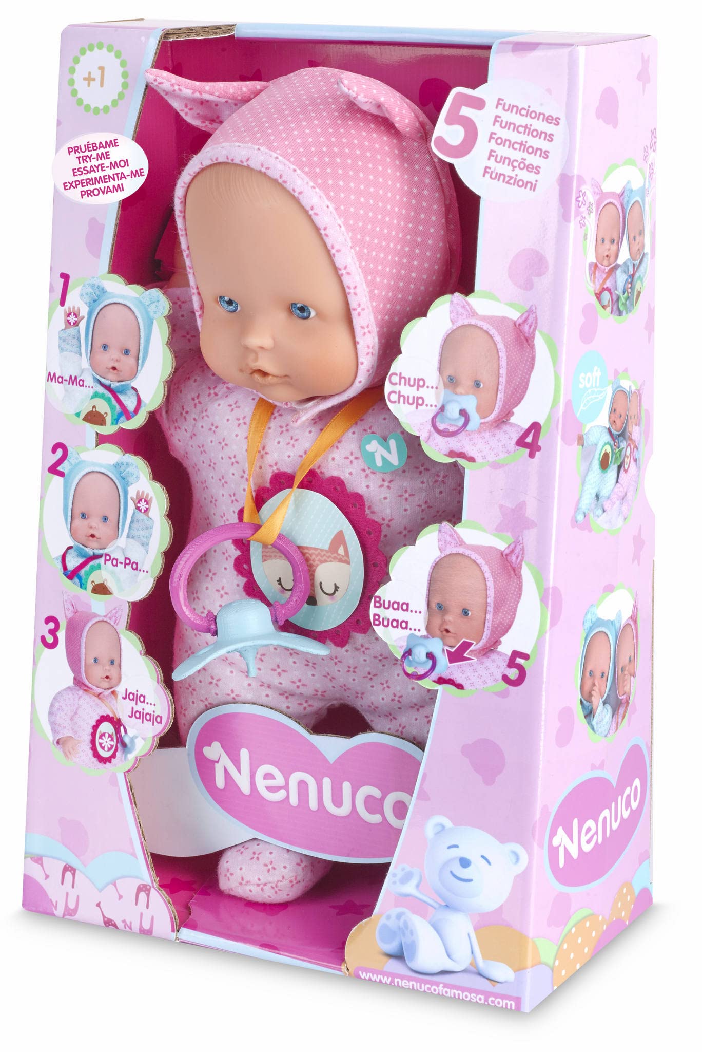 Nenuco Baby Doll with 5 Interactive Functions, Pink (Famosa 700014781) - Perfect for Role Play, Pretend Play & Early Childhood Development
