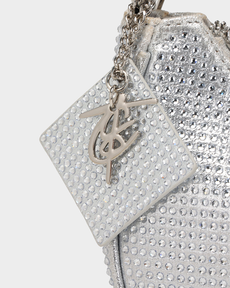 Stylish Silver Glam Crescent Purse for Women - Perfect for Evening Parties, Date Nights & Special Occasions