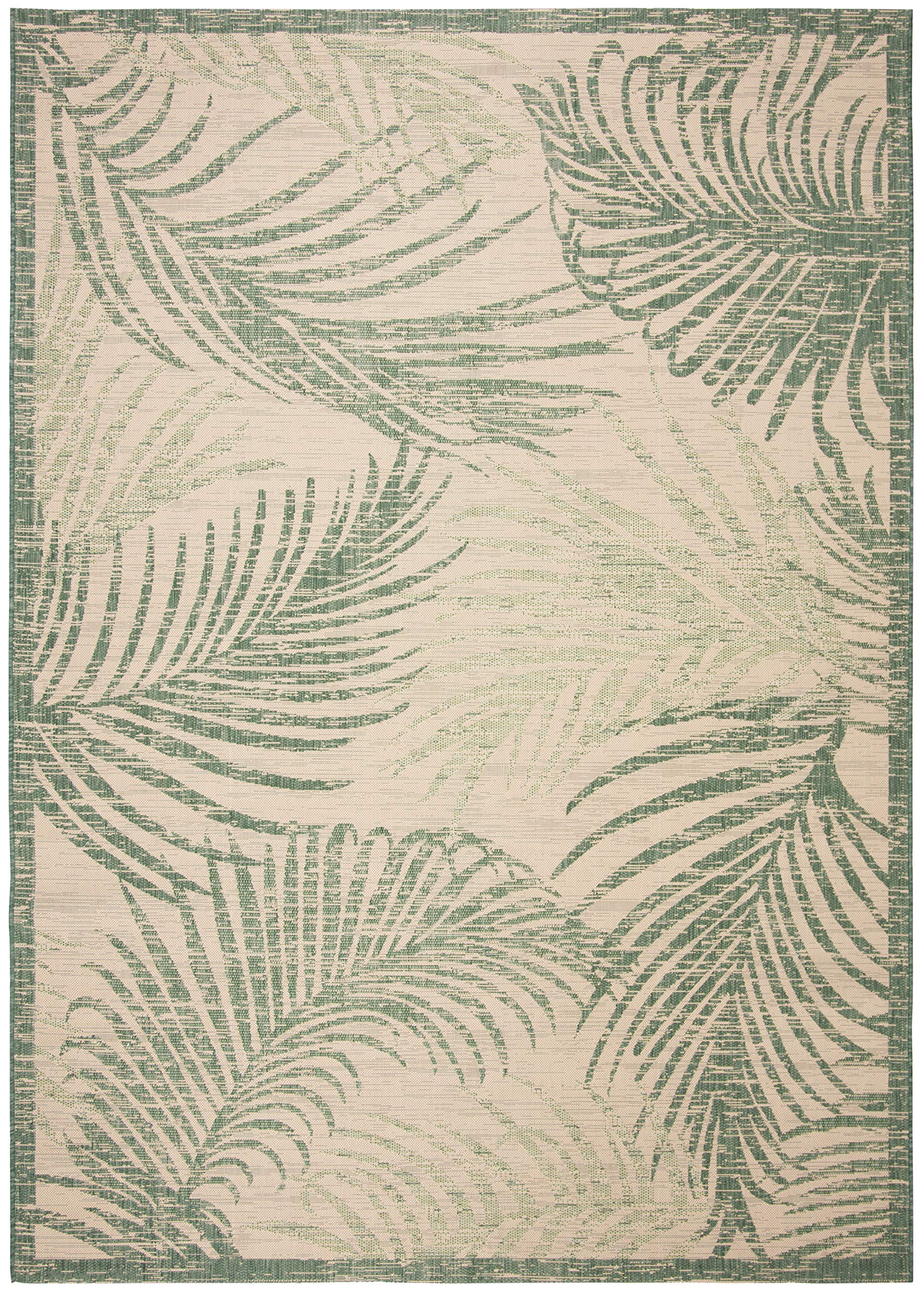 SAFAVIEH Courtyard Collection 8' x 11' Beige & Green Indoor Outdoor Waterproof Area Rug - Easy to Clean, Perfect for Patio, Backyard, Mudroom, Deck & Sunroom Decor