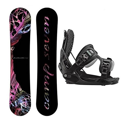 Flow Camp Seven Featherlite Haylo Women's Snowboard Package - Complete Snowboarding Set for Women | Perfect for All-Mountain Riding, Freestyle & Powder Days