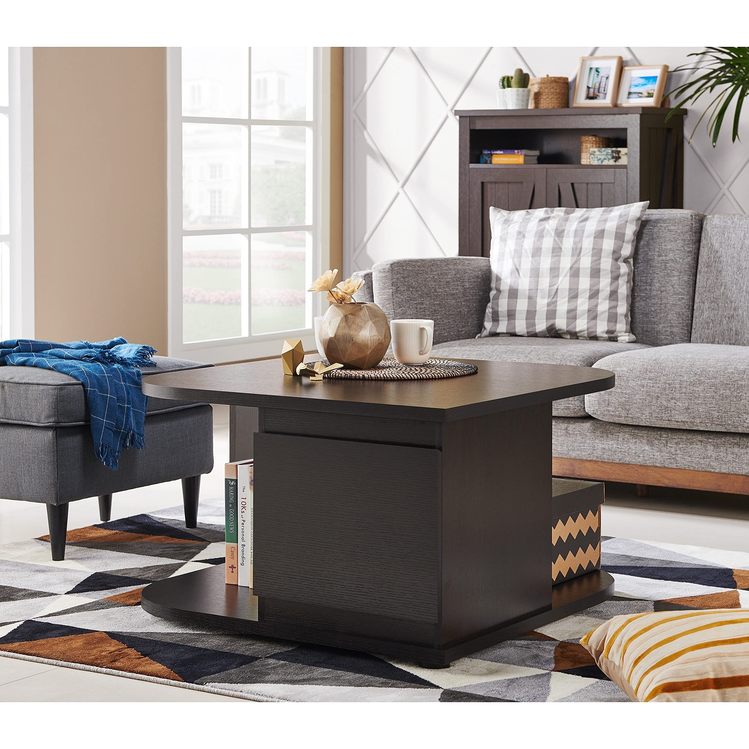 Furniture of America Lenya Contemporary Brown 31-inch Coffee Table - Modern Living Room Centerpiece for Small Spaces & Home Decor