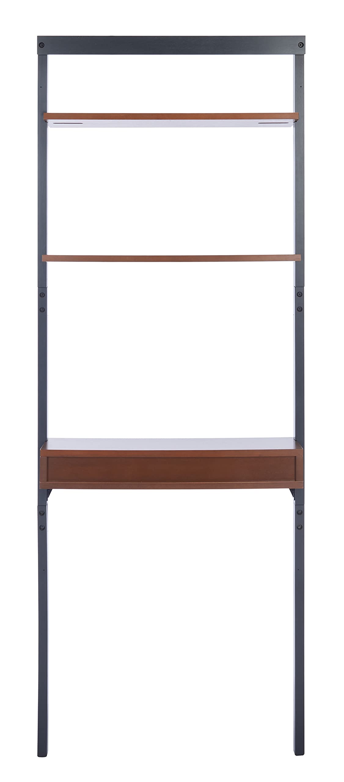 SAFAVIEH Pamella Honey Brown & Charcoal 2-Shelf Leaning Desk - Modern Home Office Furniture for Small Spaces, Bedroom, or Living Room Workspace