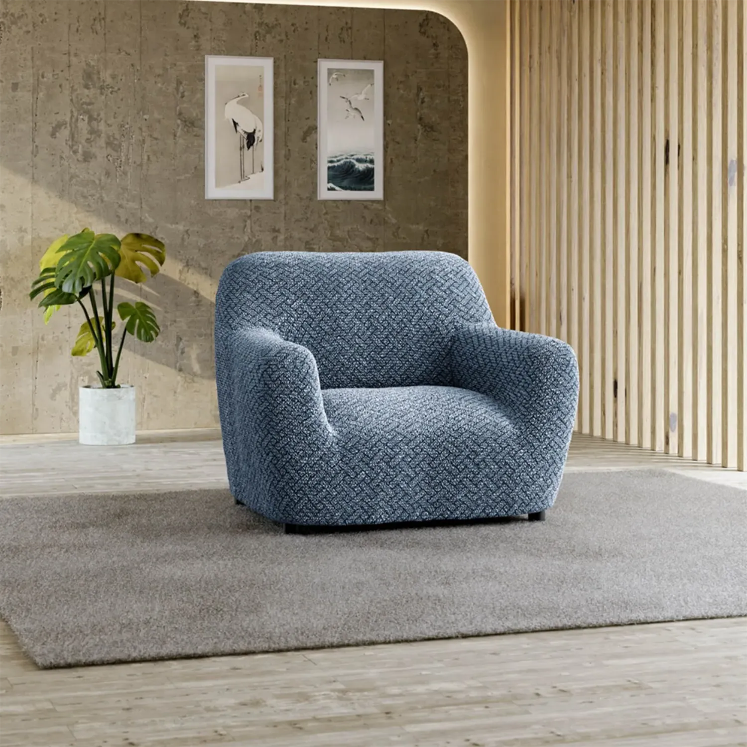 Microfiber Printed Armchair Slipcover - Stretchable Furniture Protector for Living Room, Bedroom & Office - Easy Washable Sofa Cover for Home Decor