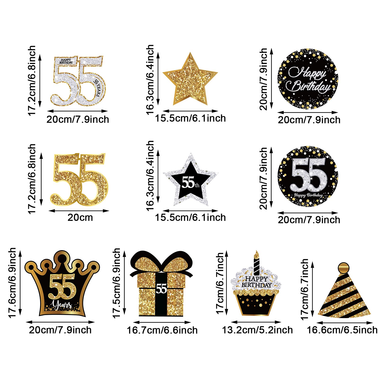 55th Birthday Party Decorations - Hanging Swirls, Foil Ceiling Decor & Cutouts for 55 Years Old Celebration - Perfect for Milestone Birthday Parties, Anniversary Events & Special Occasions