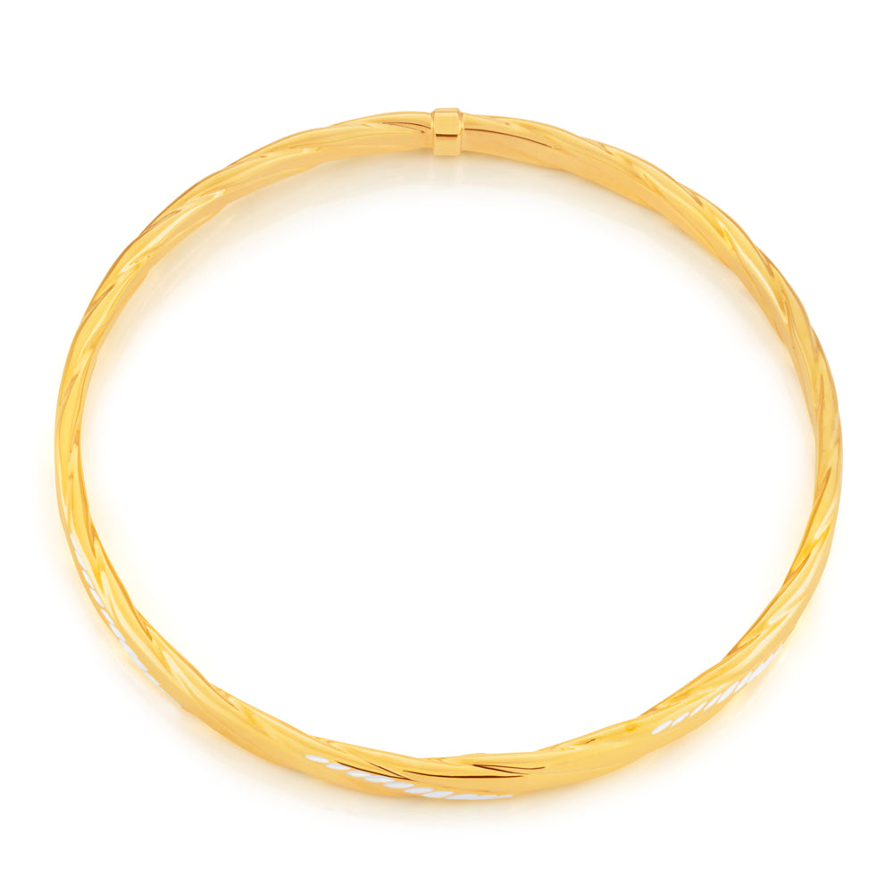 9ct Gold Filled Diamond Cut Bangle Bracelet for Women - Elegant Stackable Jewelry for Parties, Weddings & Everyday Wear