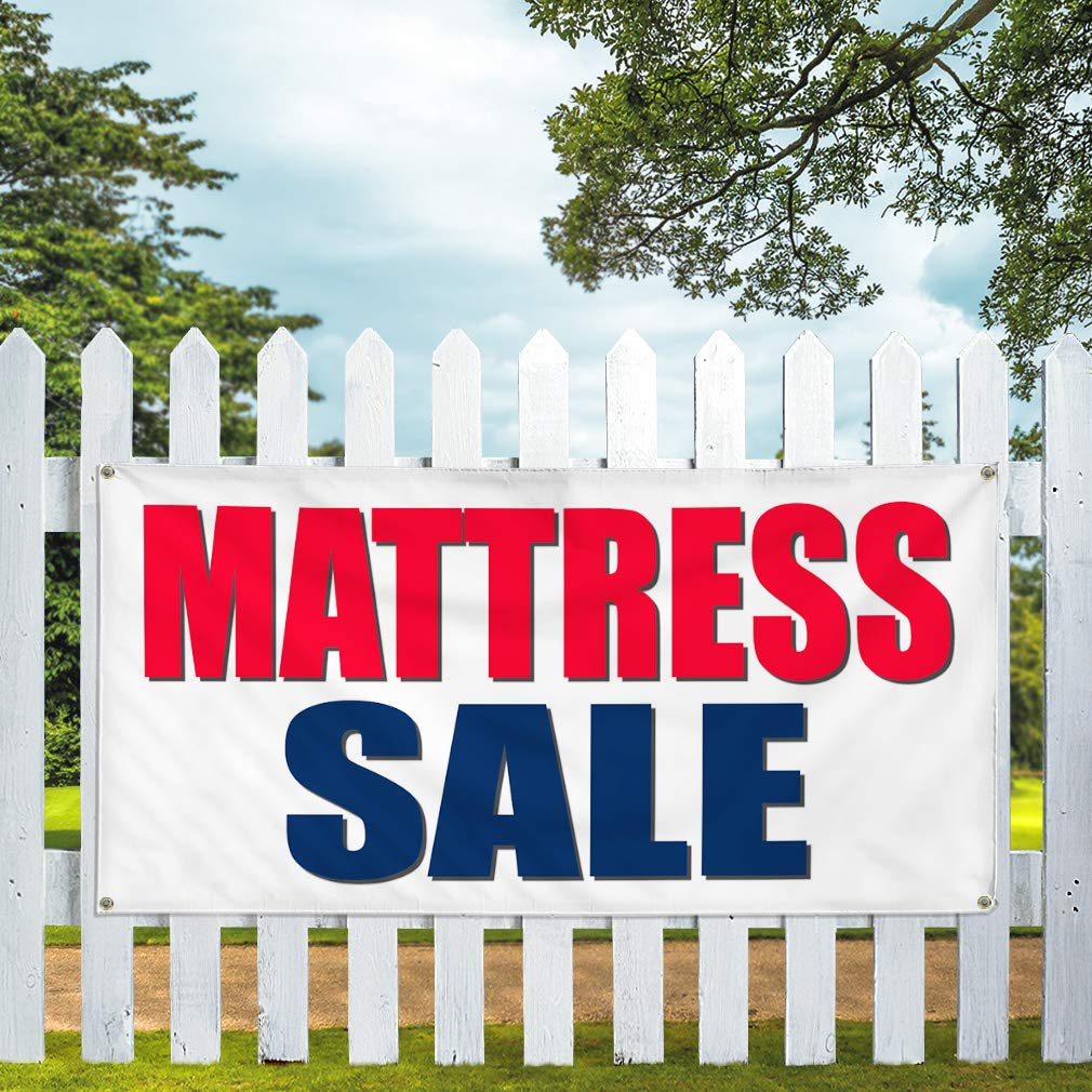 Vinyl Banner for Mattress Sale Business - Weatherproof Outdoor Yard Sign with 10 Grommets (60x144 Inches) - Perfect for Retail Promotions, Storefront Displays & Industrial Advertising
