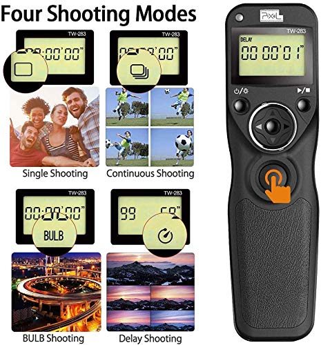 Pixel TW-283/E3 LCD Multi-Function Remote Shutter Release Timer for Canon EOS DSLR, Pentax & Contax Cameras - Perfect for Time-Lapse Photography, Group Shots and Long Exposure Shooting