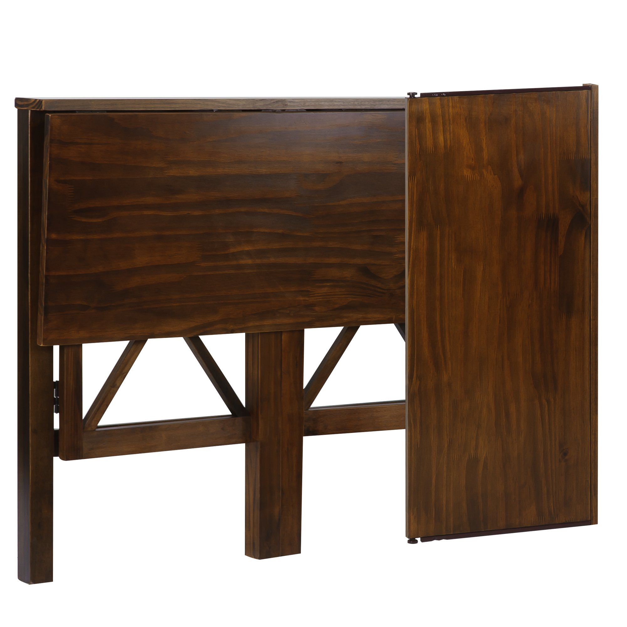 Casual Home Montego Pull Folding Desk - Warm Brown Wooden Writing Table with Storage Shelf | Space-Saving Home Office Desk for Small Rooms & Apartments