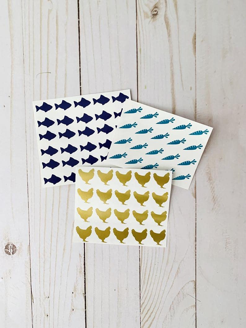 Wedding Meal Choice Stickers (Set of 10) - 0.5 Inch Food Selection Labels for Place Cards - Chicken & Navy Blue Dietary Indicator Stickers - Perfect for Wedding Receptions, Buffets & Catered Events