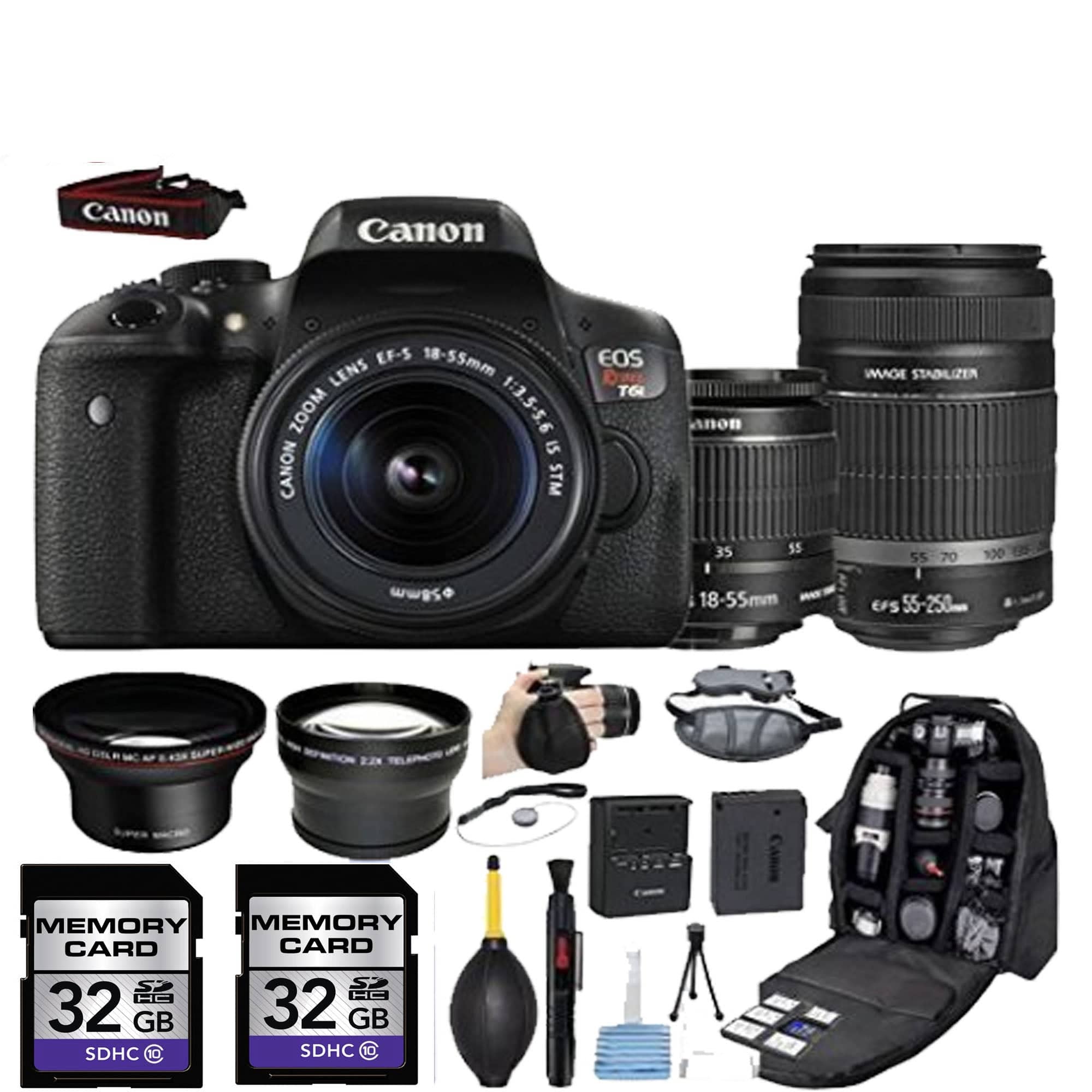 Canon EOS Rebel T6i/800D DSLR Camera with 18-55mm & 55-250mm IS STM Lenses Kit - Professional Photography Bundle for Travel, Portrait & Sports Shooting
