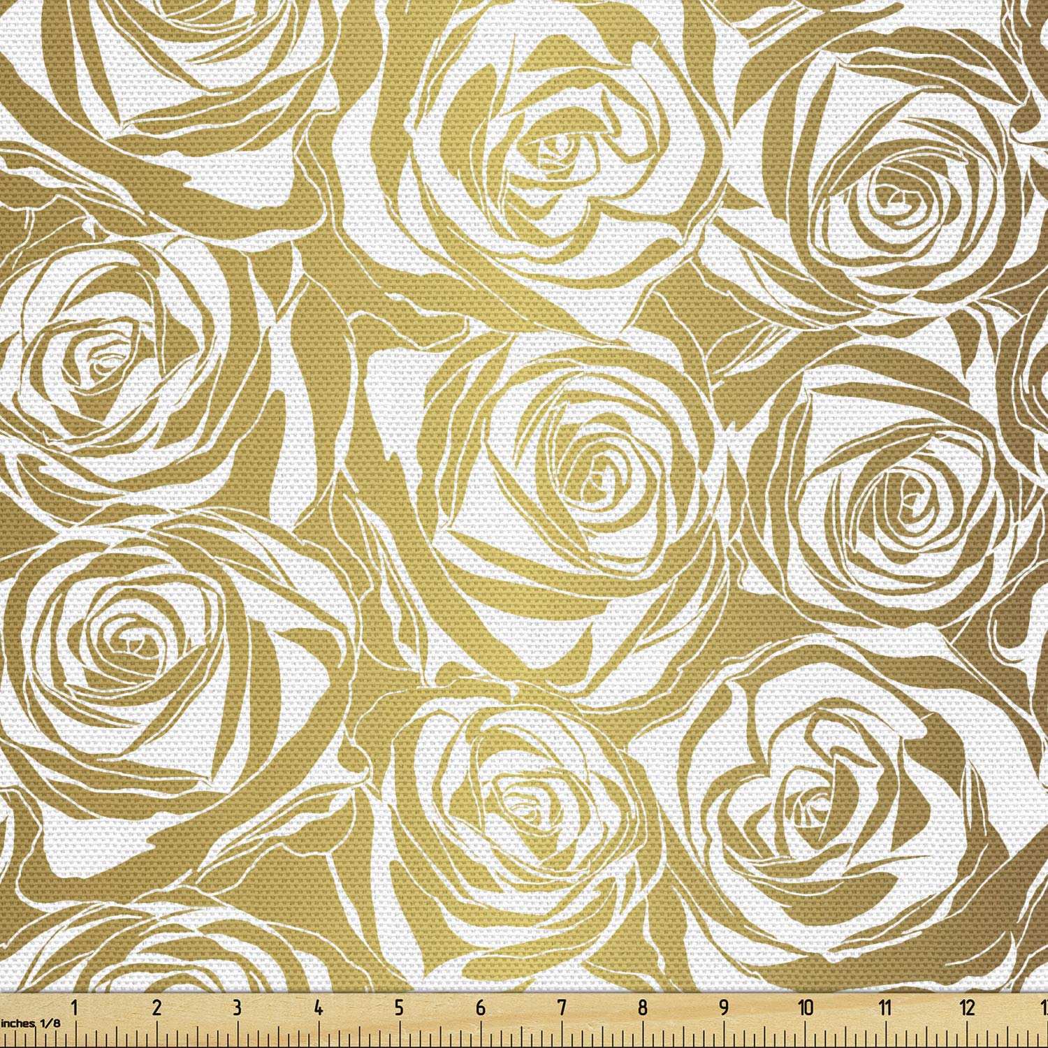 Ambesonne Floral Fabric - Yellow Golden Roses for Upholstery & Home Decor