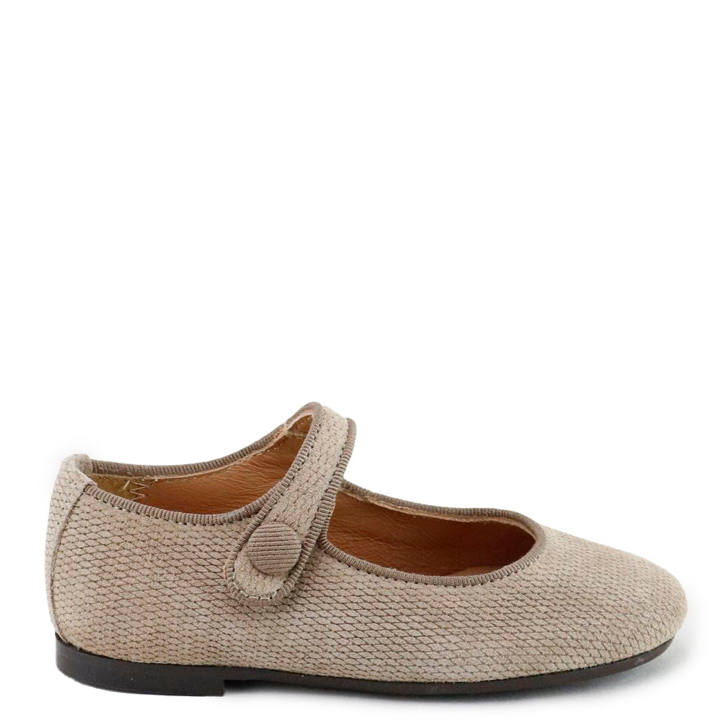 Taupe Textured Mary Jane Shoes for Women - Comfortable & Stylish Flats for Work, Office, and Casual Wear