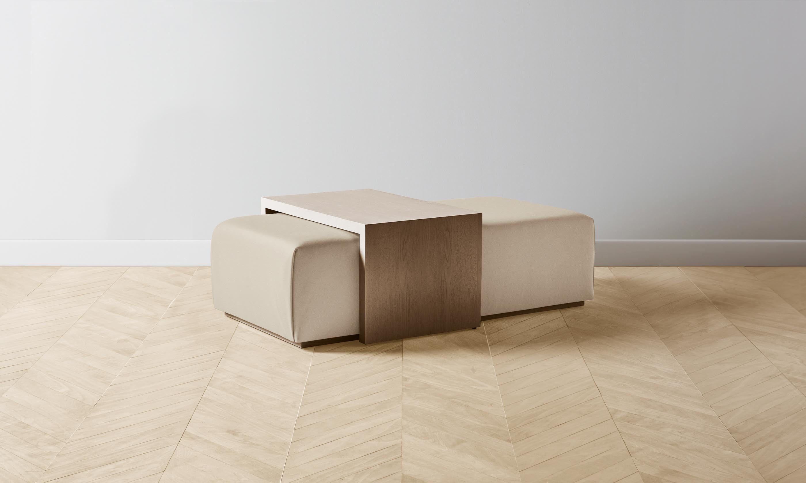 The Bowery Ottoman - Premium Pebbled Leather Upholstery in Stone Color | Stylish Footrest & Accent Chair for Living Room, Bedroom, or Office