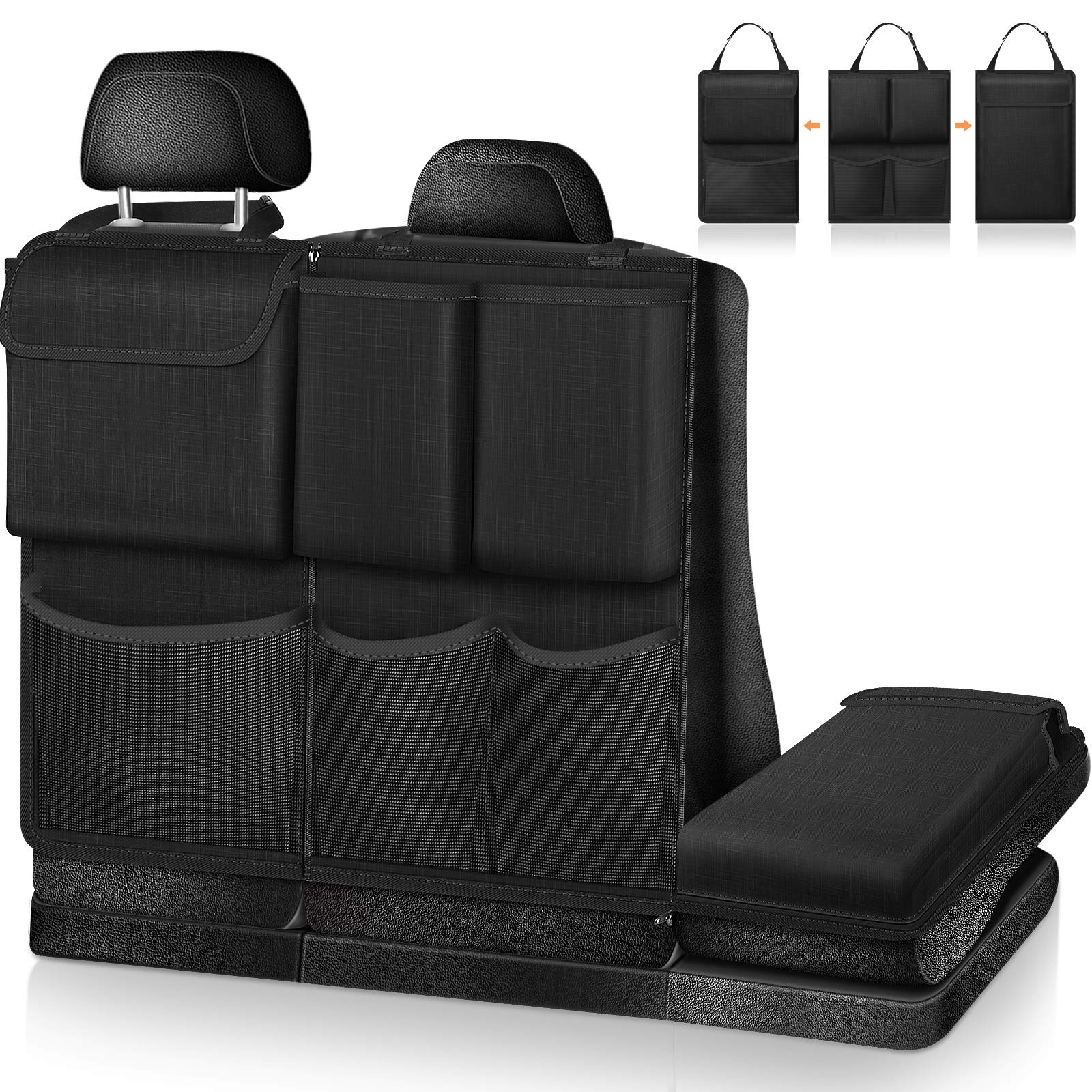 FINPAC Car Trunk Organizer & Storage - Detachable Seat Back Hanging Organizer with Zippers, Large Capacity SUV & Van Storage Accessories for Jeep, Truck, Minivan (Black) | Perfect for Road Trips, Camping & Grocery Shopping