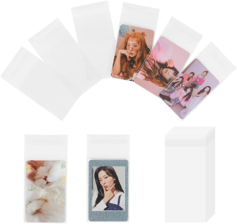 100 Packs Premium Photocard Sleeves - 200 Microns Thick Sealable PVC Protectors for Kpop Albums, Trading Cards & Collectibles - Perfect for Card Storage, Organization & Display