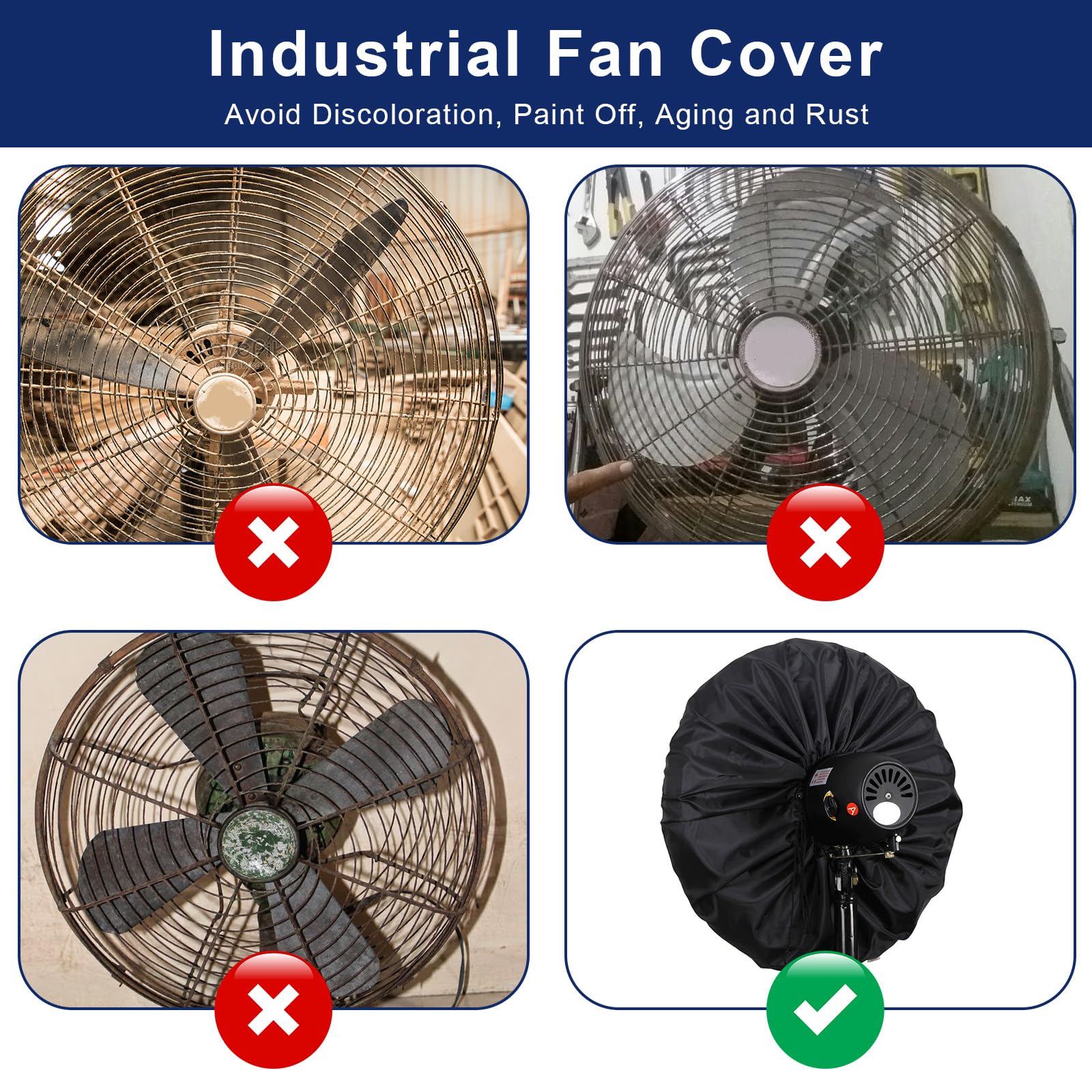 Heavy Duty Waterproof & Dustproof Fan Cover for 16-20 Inch Stand Pedestal Fans - Indoor/Outdoor Use for Patio, Garage, Workshop & Industrial Settings