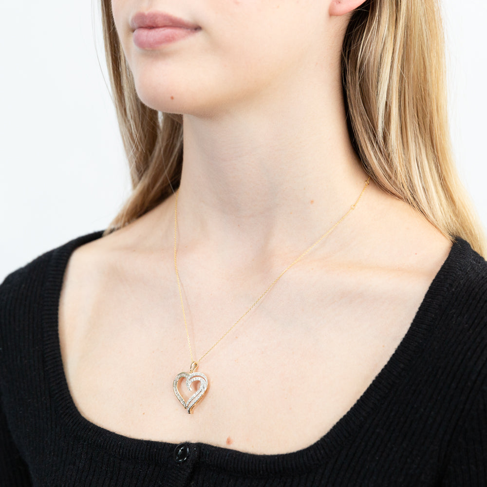9ct Radiant Yellow Gold 1/2 Carat Diamond Heart Pendant with 45cm Chain - Elegant Jewelry Gift for Valentine's Day, Anniversary & Special Occasions