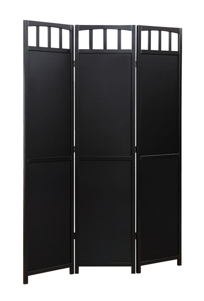 Legacy Decor 3-Panel Solid Wood Privacy Screen Room Divider - 5.8 ft Tall Black Finish for Home Office, Bedroom & Living Room Separation