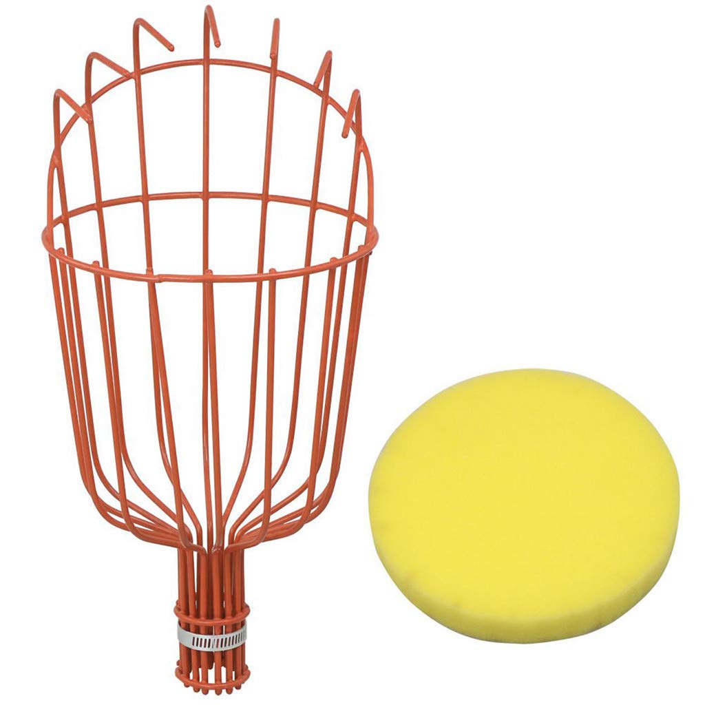 Metal Fruit Picking Tool for Gardening - Harvest Basket & Trimmer (Orange) - Perfect for Orchards & Home Gardens