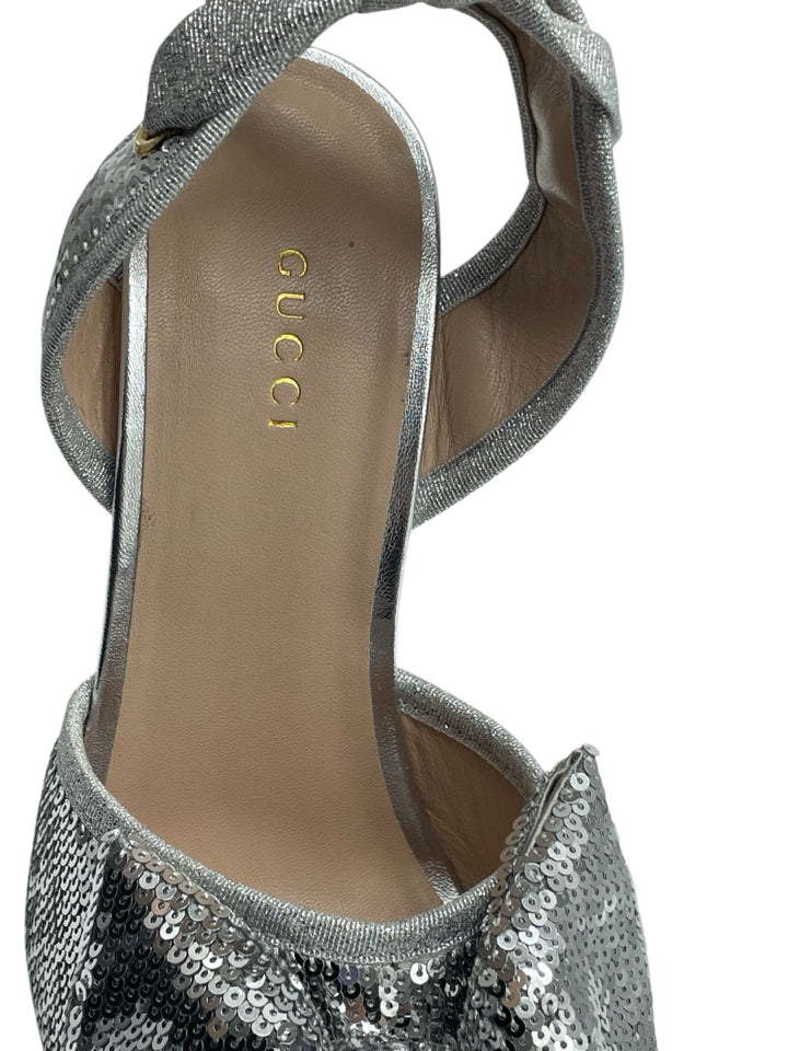 Gucci GG Sequin Wedge Espadrilles for Women - Size 38.5 (US 8.5) - Stylish Summer Sandals for Beach, Party & Casual Outings