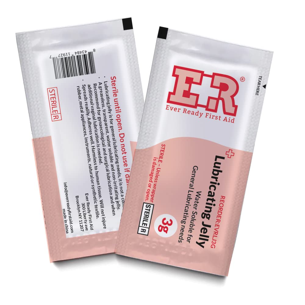 Ever Ready First Aid Lubricating Jelly - 24 Pack Sterile Lubricant for Medical Procedures, Personal Care & Emergency Kits - Water-Based, Hypoallergenic, Non-Irritating Formula
