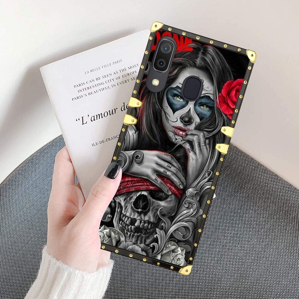 Samsung Galaxy A30/A20 Phone Case with Girl & Skull Pattern - Shockproof, Scratch Resistant Bumper Cover with Corner Protection - Perfect for Daily Use, School, Work & Outdoor Activities
