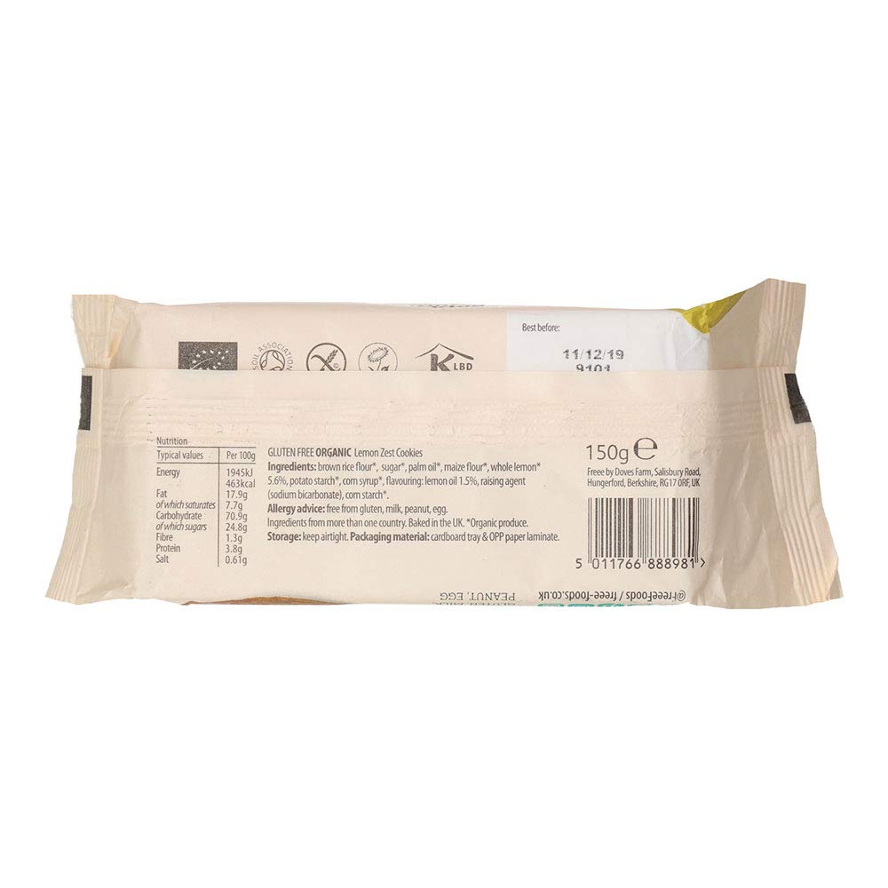 Doves Farm Gluten Free Lemon Zest Cookies 150g Pack | Delicious Dairy-Free Snacks for Kids & Adults | Perfect for Lunchboxes, Tea Time & Parties