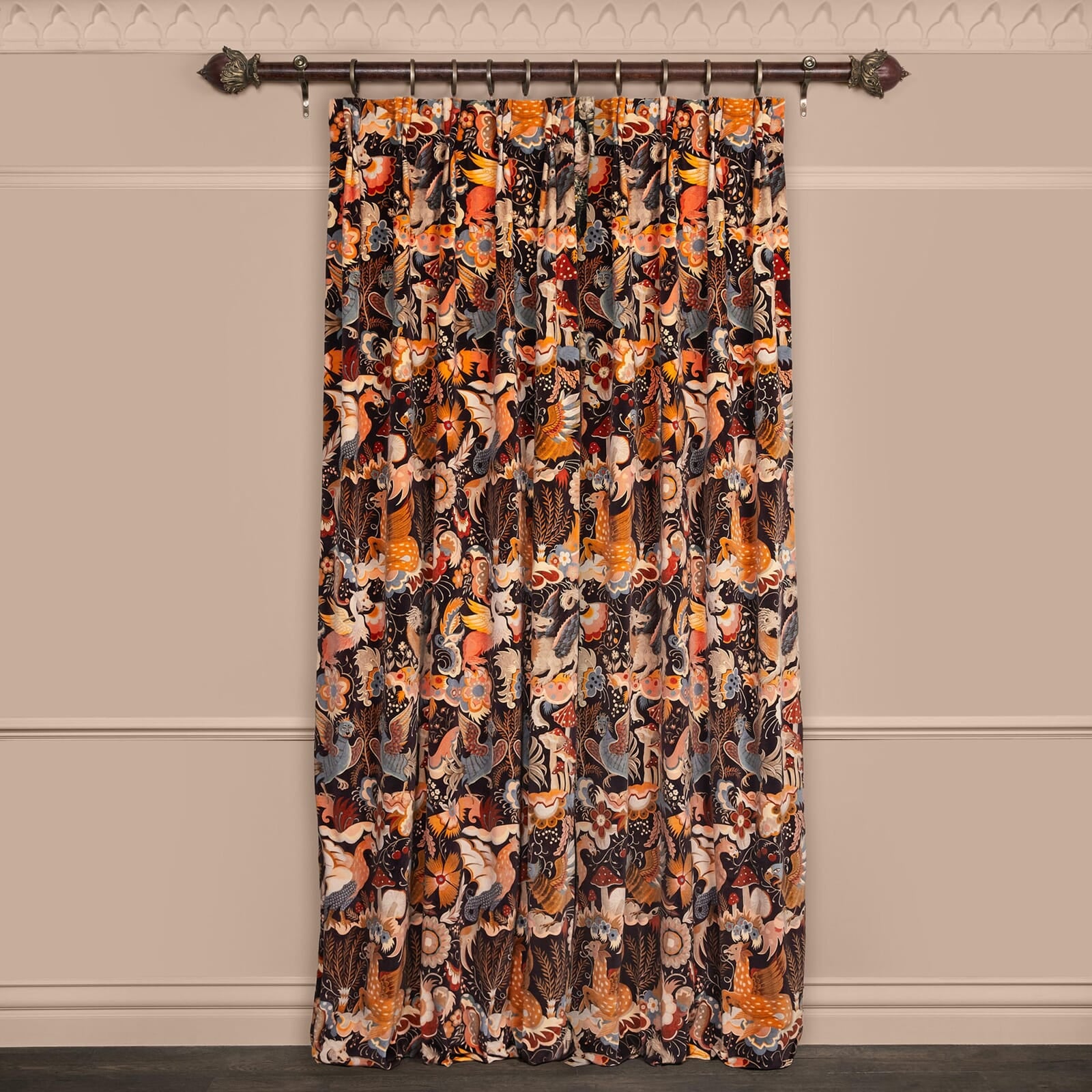 PHANTASIA Velvet Curtain Selenite Orange - Luxurious Thermal Insulated Window Drapes for Living Room & Bedroom