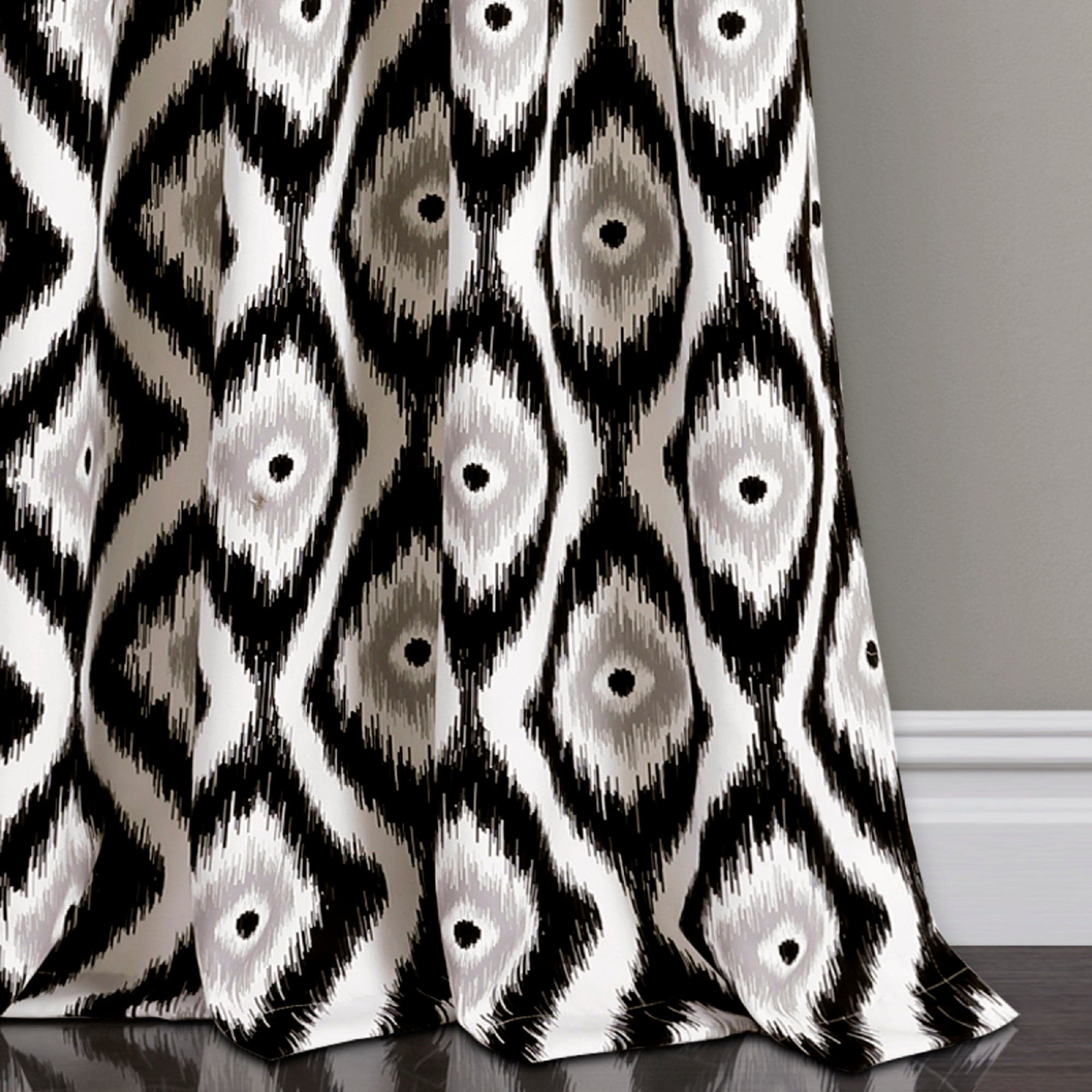 Premium Diamond Ikat Light Filtering Window Curtain Set - Elegant Sheer Drapes for Living Room & Bedroom - Soft Sunlight & Privacy Control