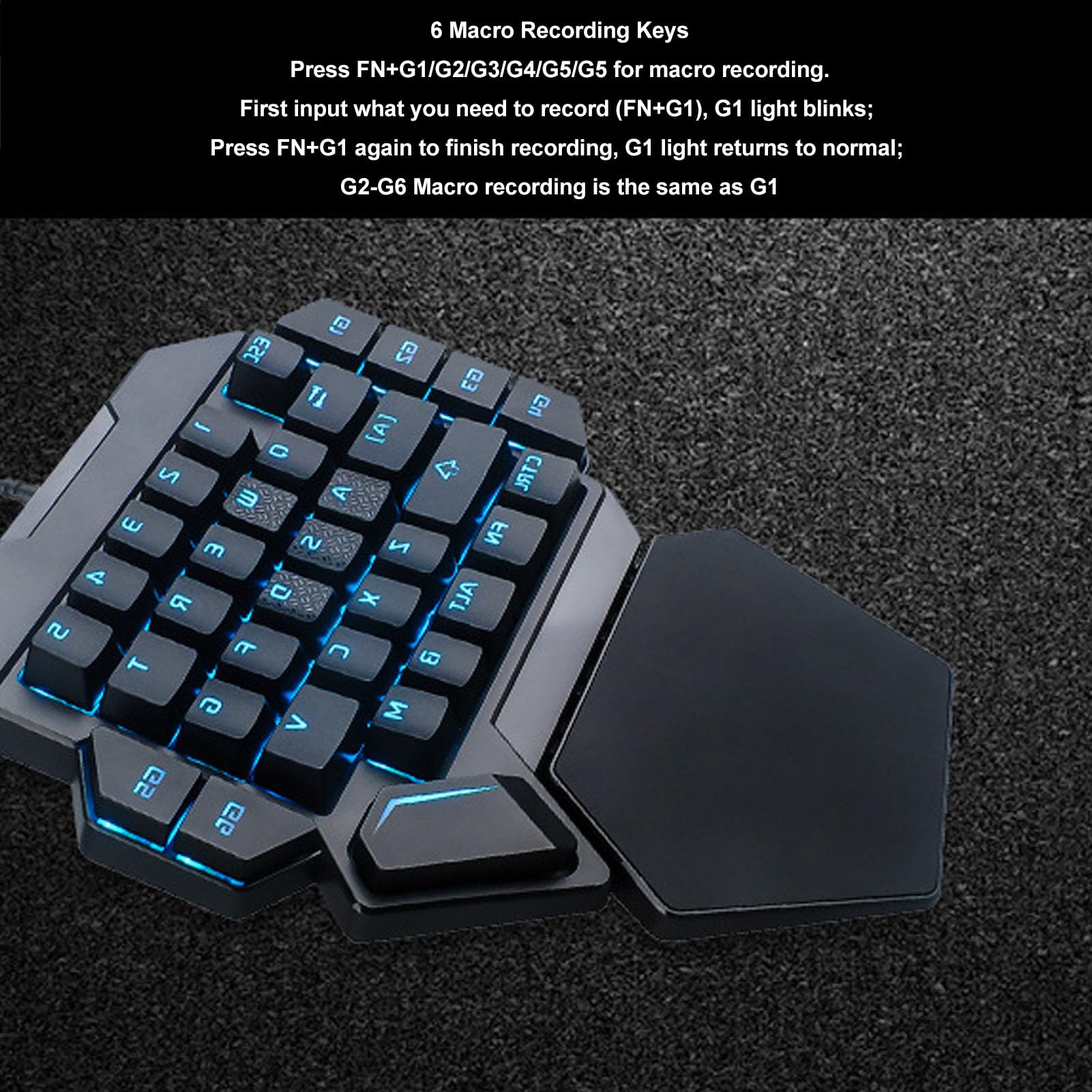 GOWENIC One-Handed RGB Gaming Keyboard - 35 Keys with Wrist Rest for PC Gamers