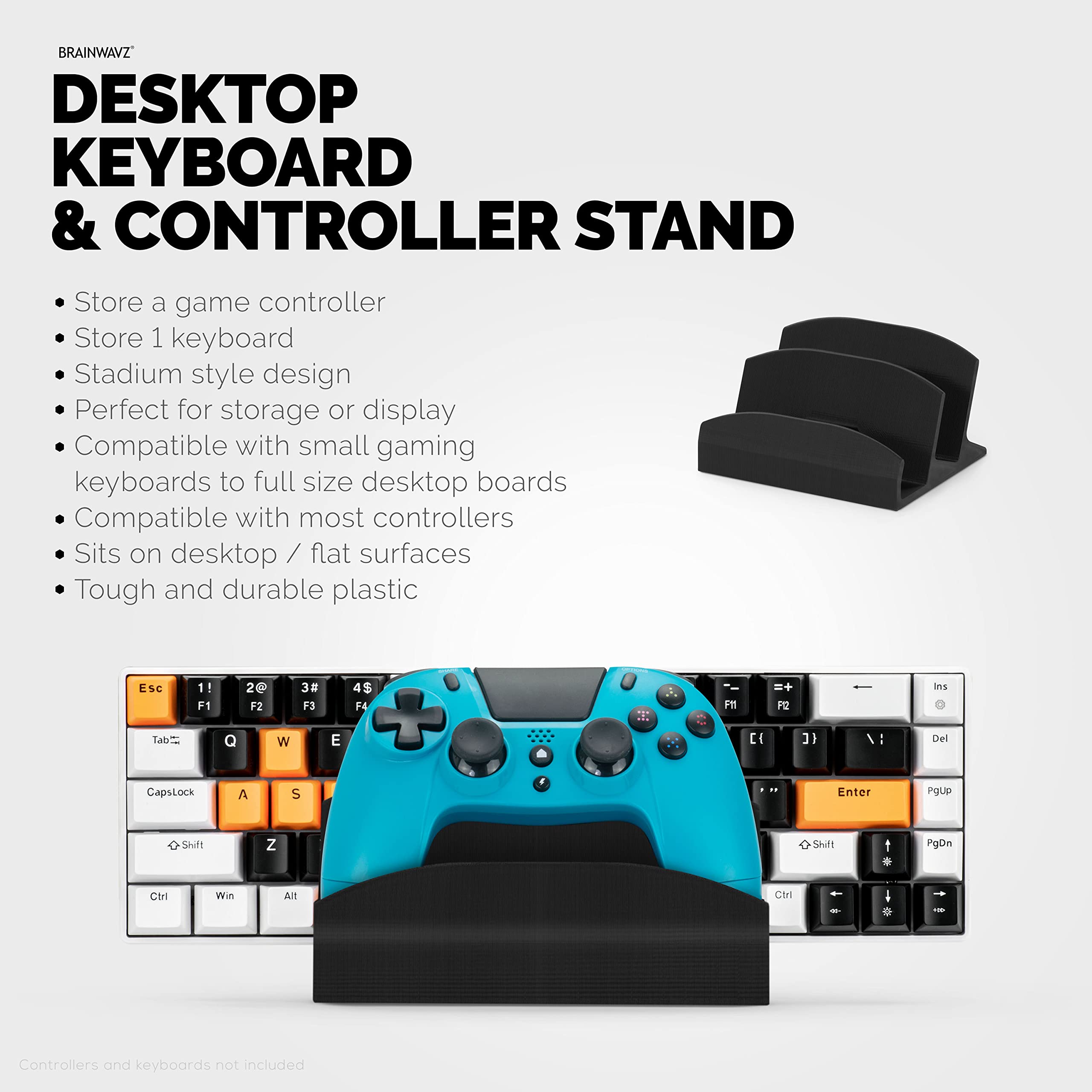 BRAINWAVZ DK04 Universal Gaming Accessory Stand - Holds Keyboards & Controllers for PS5, Xbox Series X/S, PS4, Switch, PC | Compact & Large Size Compatible | Perfect for Desk Organization & Gaming Setup