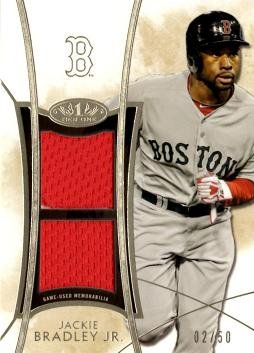2014 Topps Tier One Dual Relics #DR-JBR Jackie Bradley Jr Game Worn Jersey Baseball Card - Limited Edition of 50 - Perfect for Collectors, Sports Memorabilia Displays & Investment