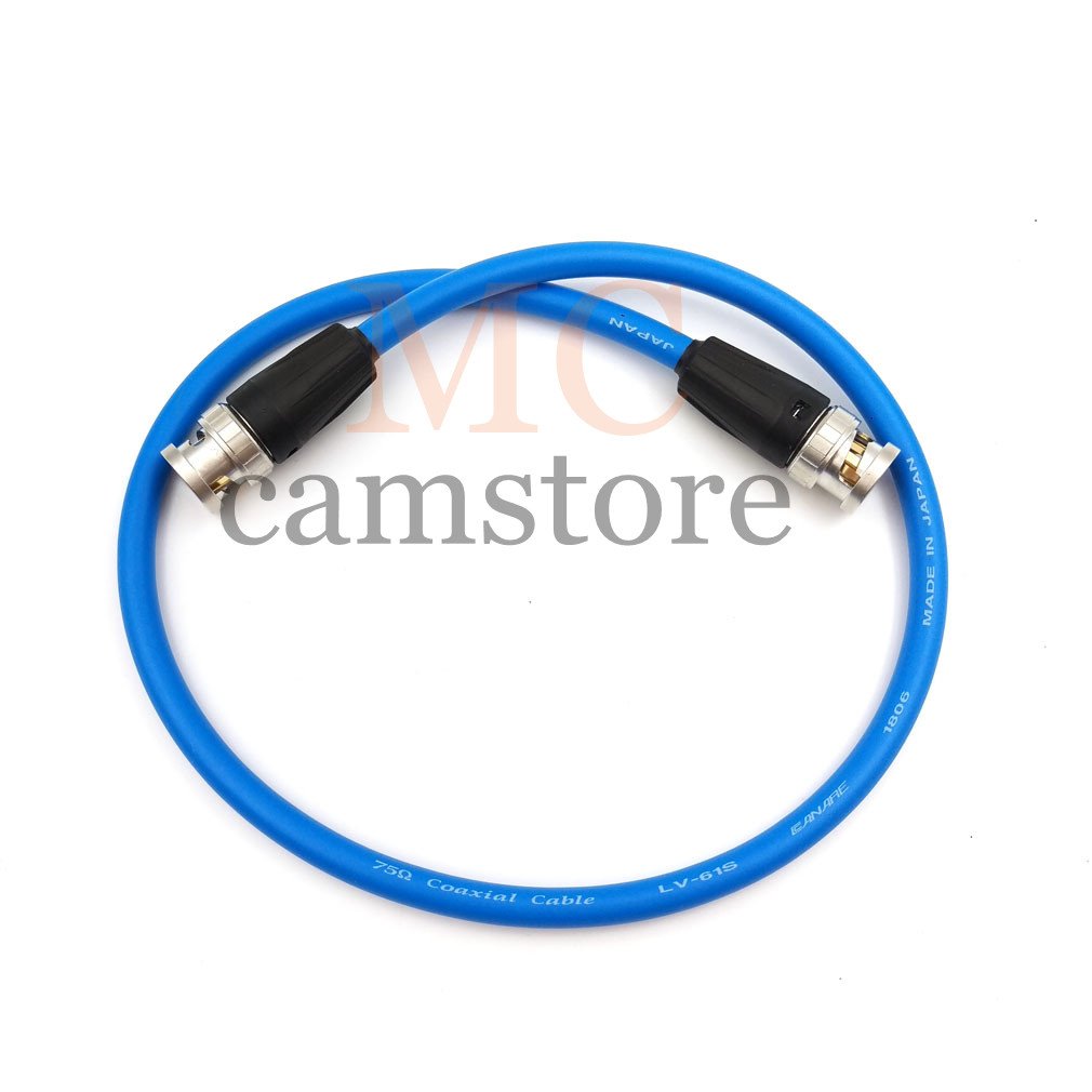 High-Quality SDI Video Cable Neutrik BNC to BNC Coiled Cable - 50cm (19.7in) - Compatible with SmallHD, Canare & Professional Video Equipment - Durable Blue Coaxial Cable for Studio, Broadcast & Live Production Use