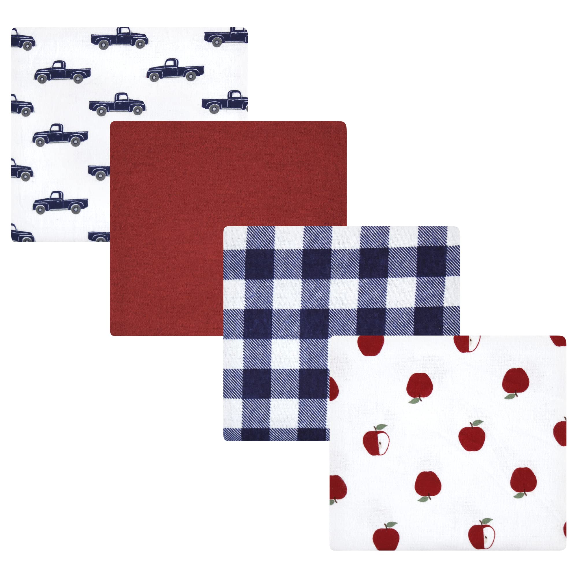 Hudson Baby Unisex Cotton Flannel Receiving Blankets Set - Soft & Cozy Baby Swaddle Blankets for Newborns, Infants & Toddlers - Pumpkin Spice Apple Orchard Print - Perfect for Nursery, Swaddling, Stroller & Photo Shoots