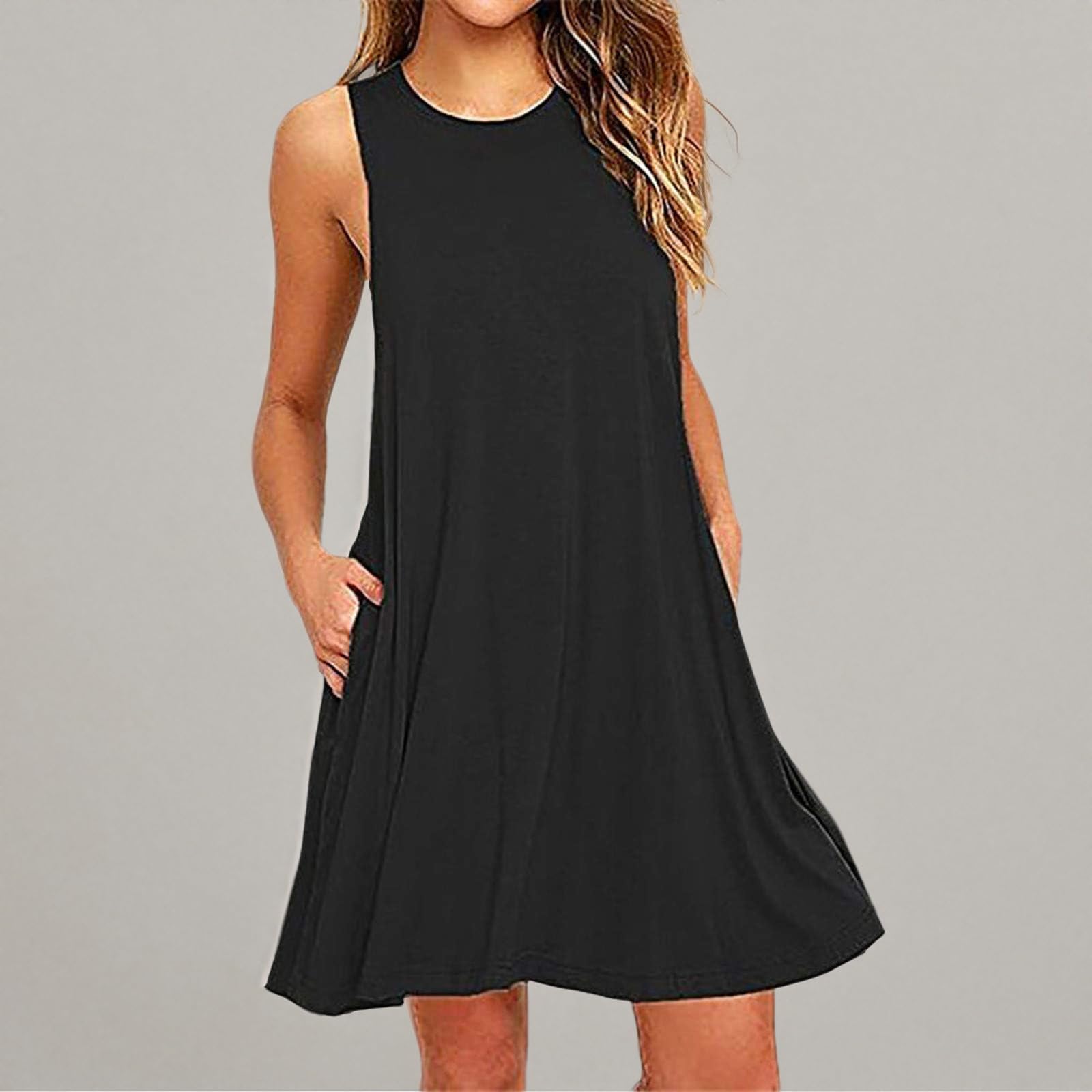 2024 Women's Sleeveless Summer Casual Dress - Crewneck Tank Top Loose Fit Short Dress for Spring & Summer | Perfect for Beach, Vacation, and Everyday Wear