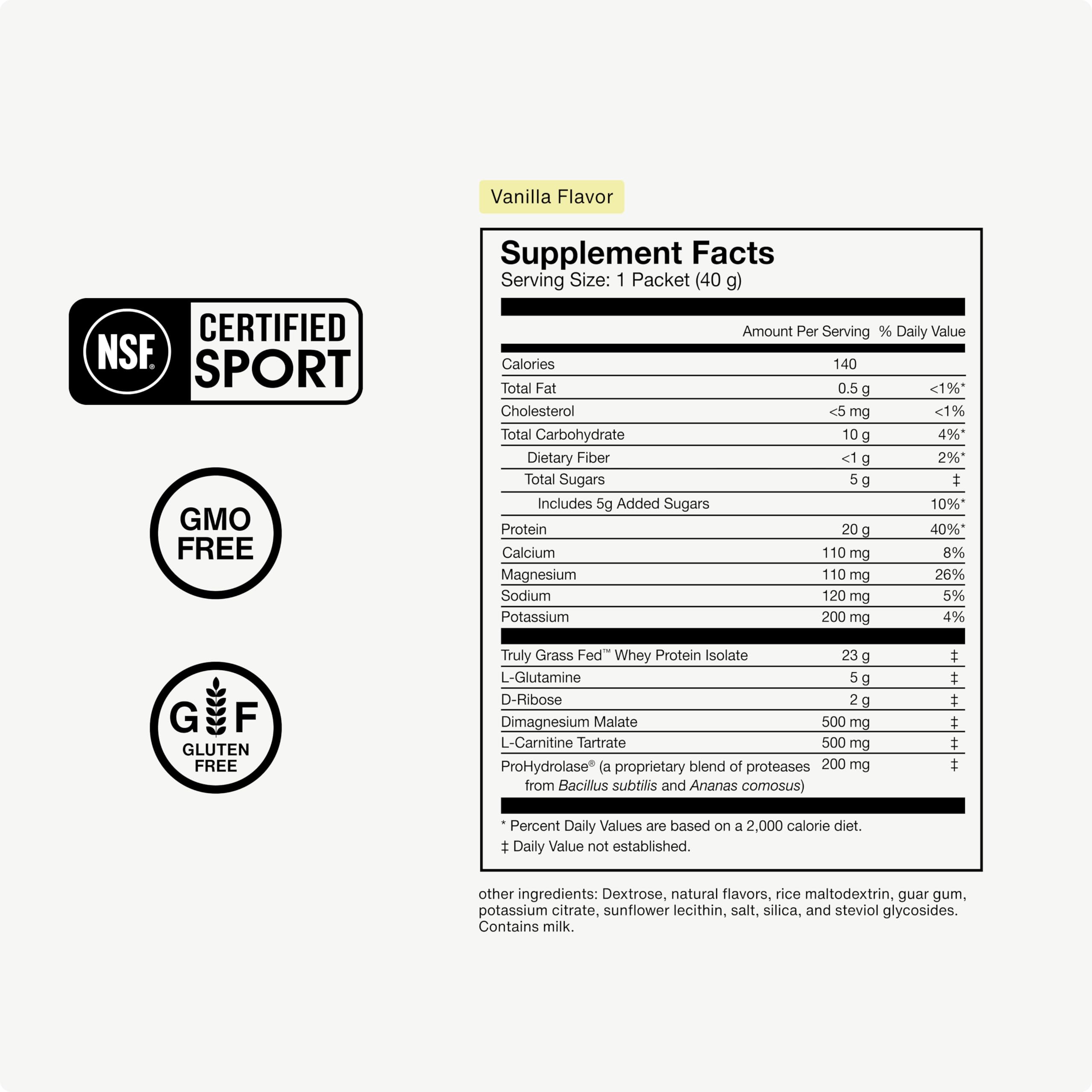Momentous Grass-Fed Whey Protein Powder - 20g Post-Workout Whey Isolate Protein Supplement for Muscle Recovery - NSF Certified, Gluten-Free, Vanilla Flavor (15 Servings) - Ideal for Gym, Fitness & Athletic Performance