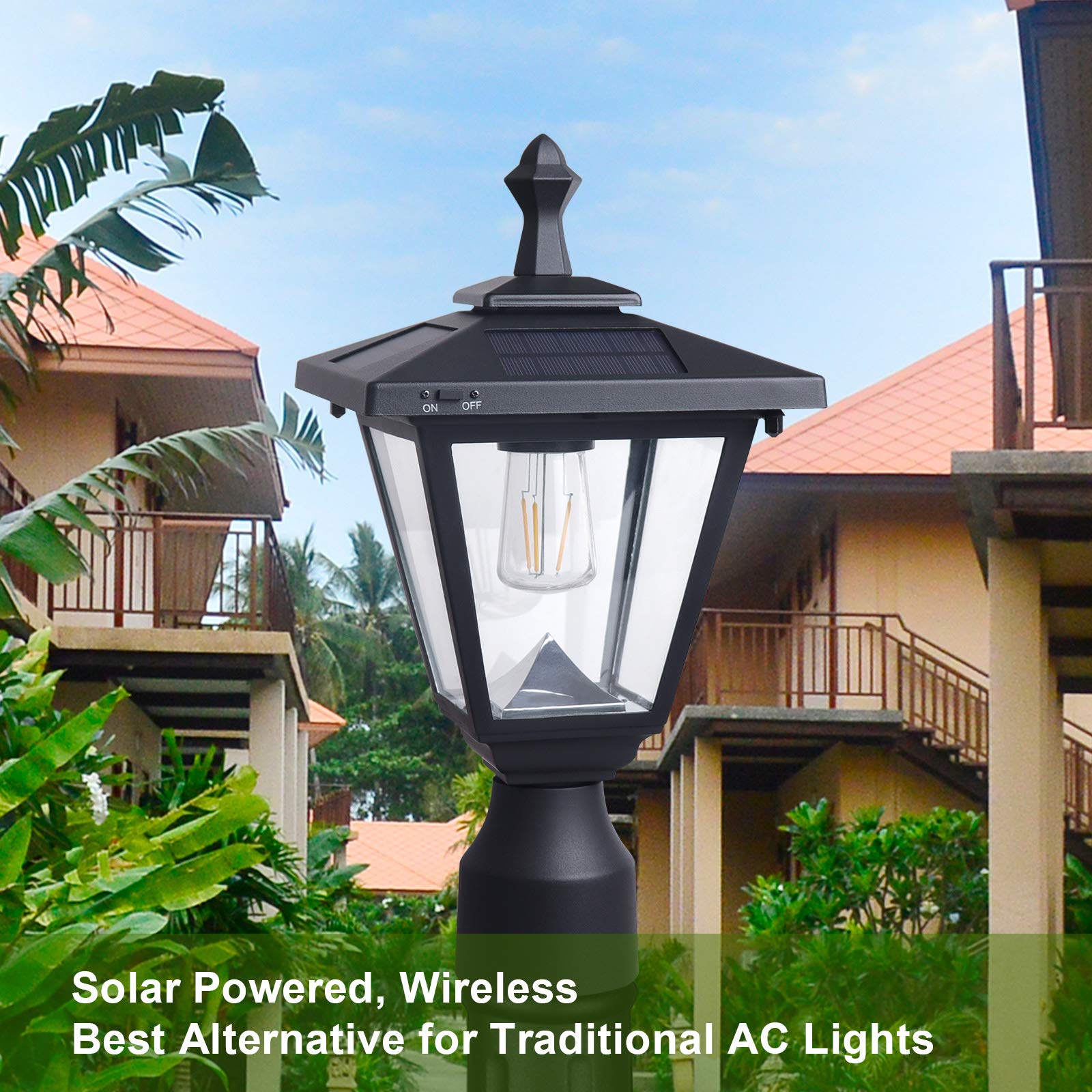 KMC LIGHTING ST4330Q-AA 100 LUMENS Solar Post Lamp - Weatherproof Cast Aluminum Outdoor Solar Light for Garden, Yard, Pathway, and Landscape Lighting | Perfect for Driveways, Patios, and Walkways