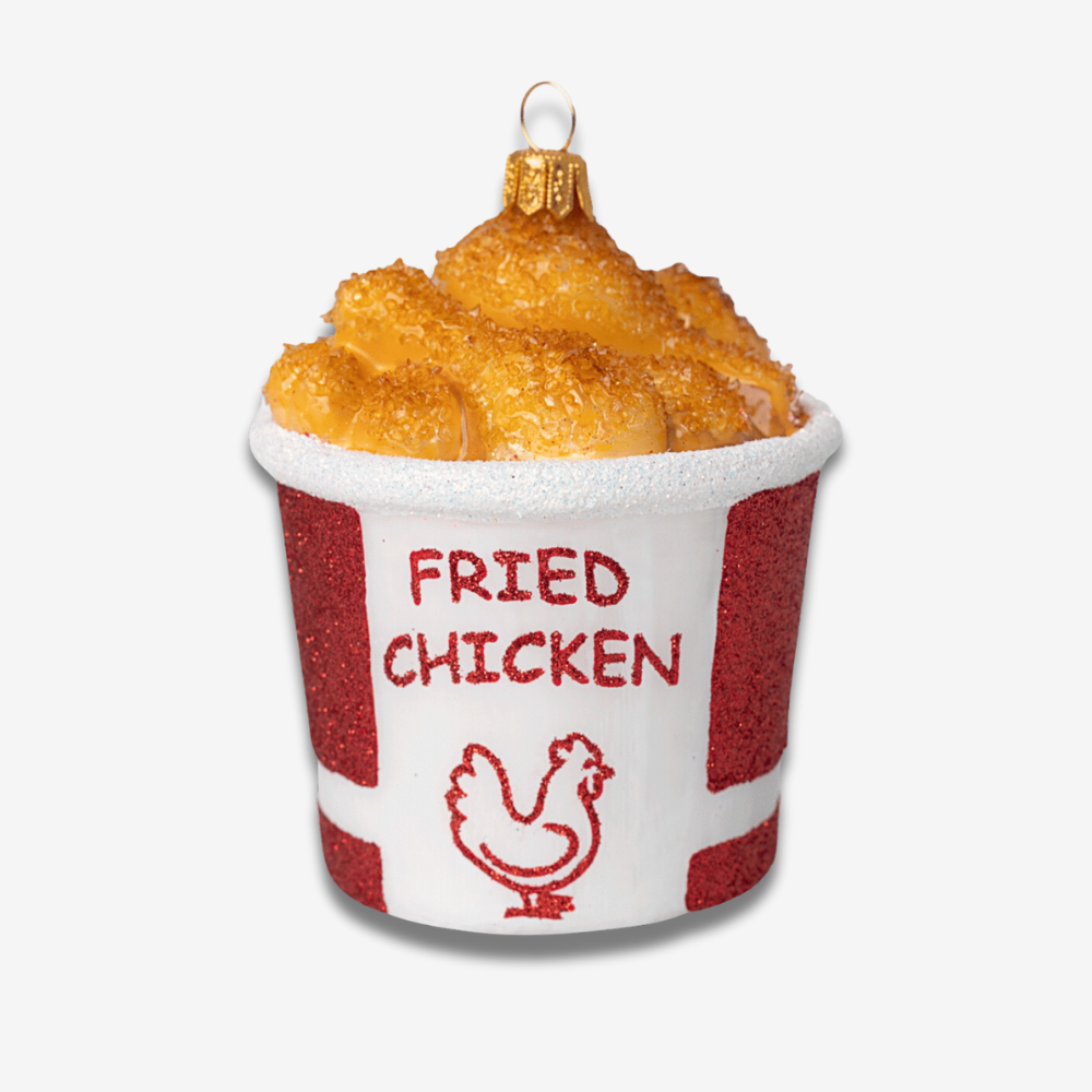 Fried Chicken Bucket Ornament - Realistic Fast Food Decor for Christmas Tree, Kitchen, and Restaurant Display