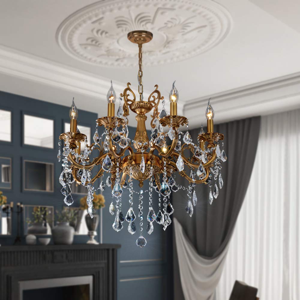 Crystal Chandeliers Modern 8-Light Candle Pendant Ceiling Light Fixture - Elegant Island Lighting for Dining Room, Living Room, Kitchen, Bedroom, Hallway & Entryway (D27.6) | Perfect for Home Decor, Wedding Venues & Luxury Interior Design
