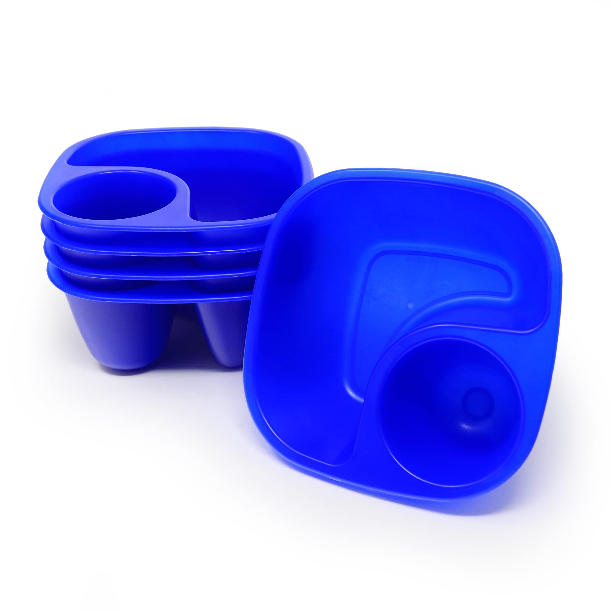 Rolling Sands Reusable Snack and Dip Bowls - 5 Pack BPA-Free Plastic Divider Bowls | Microwave & Dishwasher Safe | 2-Compartment Design for Dips, Snacks & Treats | Perfect for Parties, Picnics & School Lunches | Made in USA