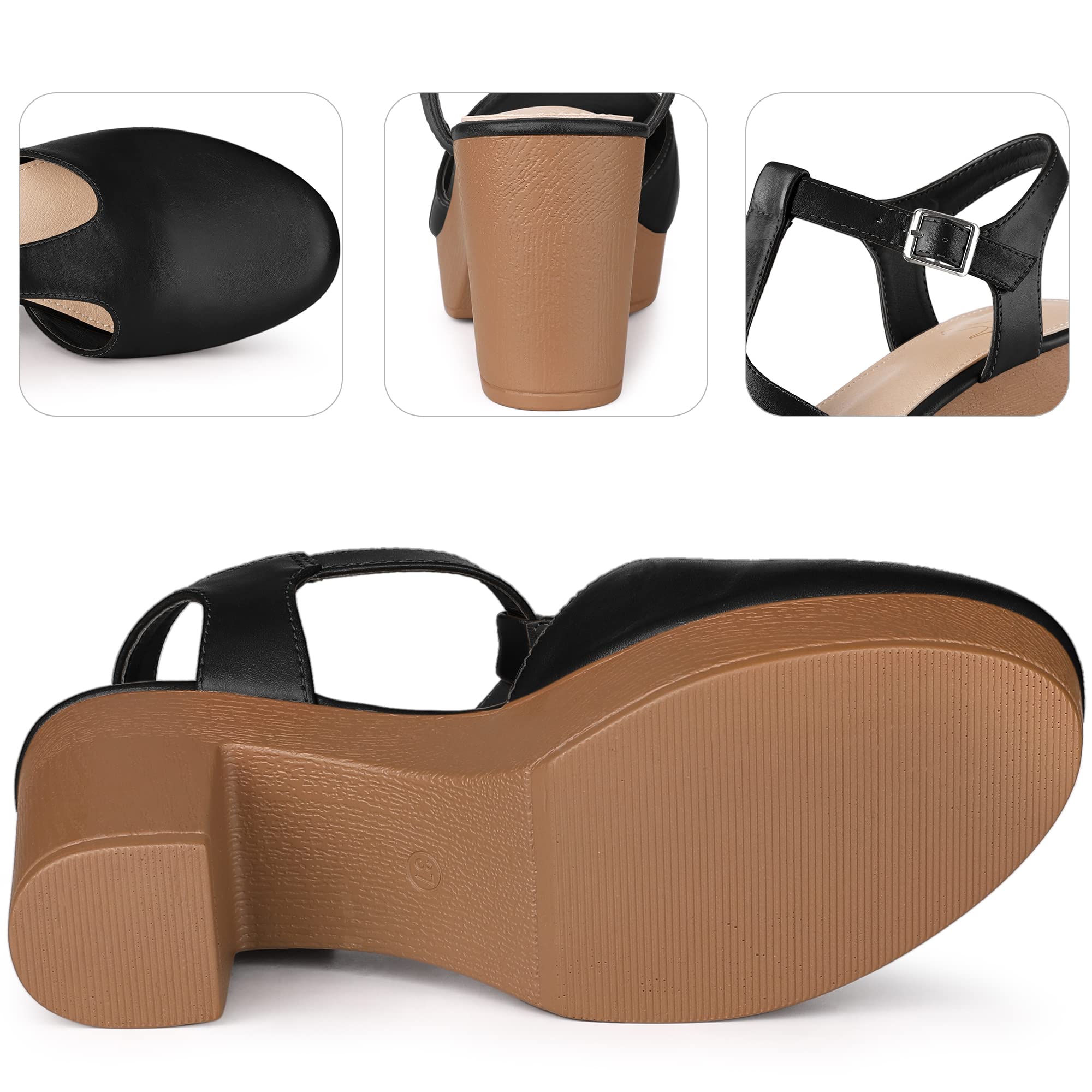 Perphy Women's Platform T-Strap Chunky Heel Mule Sandals - Comfortable & Stylish Summer Shoes for Casual Outings, Beach Wear & Party Occasions