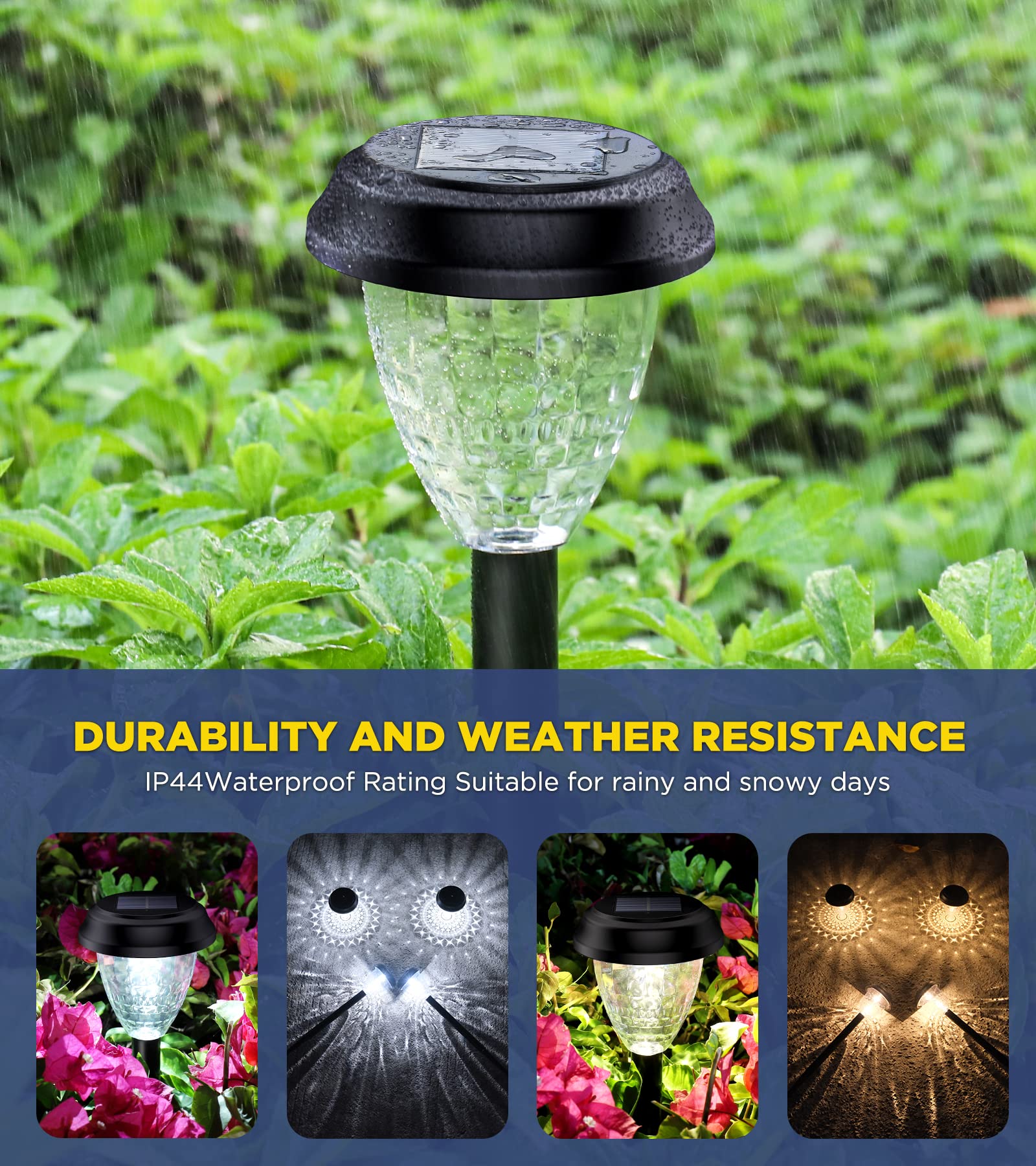 Ultra Bright Solar Outdoor Lights 10 Pack - 100% Faster Charging Solar Pathway Lights, 12H Auto On/Off, Waterproof Solar Garden Lights for Walkway, Yard, Lawn (Warm White) - Perfect for Landscape Lighting, Driveway Borders & Backyard Decor