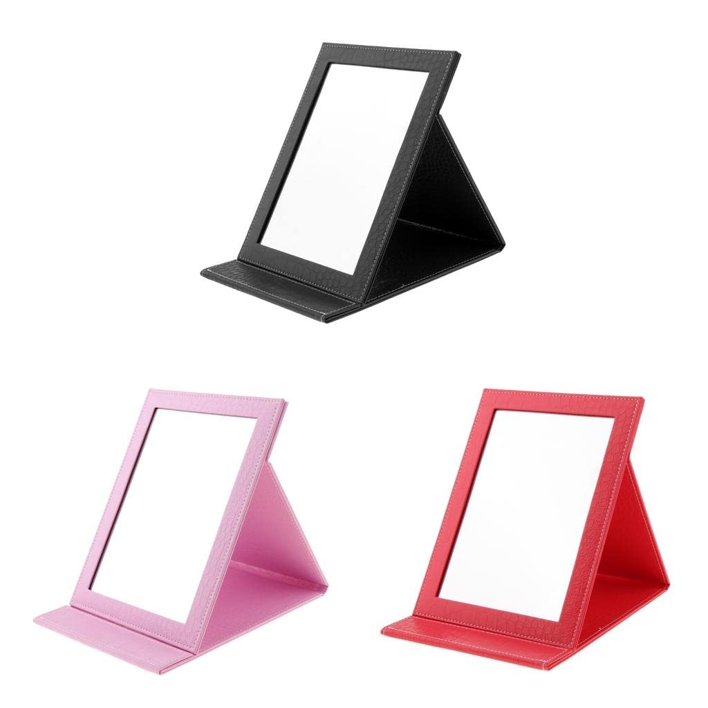 Trendy Retail® Portable Folding PU Leather Makeup Mirror - Compact Travel Cosmetic Mirror with Stand, Pink | Perfect for Home Vanity, Travel & On-the-Go Touch Ups