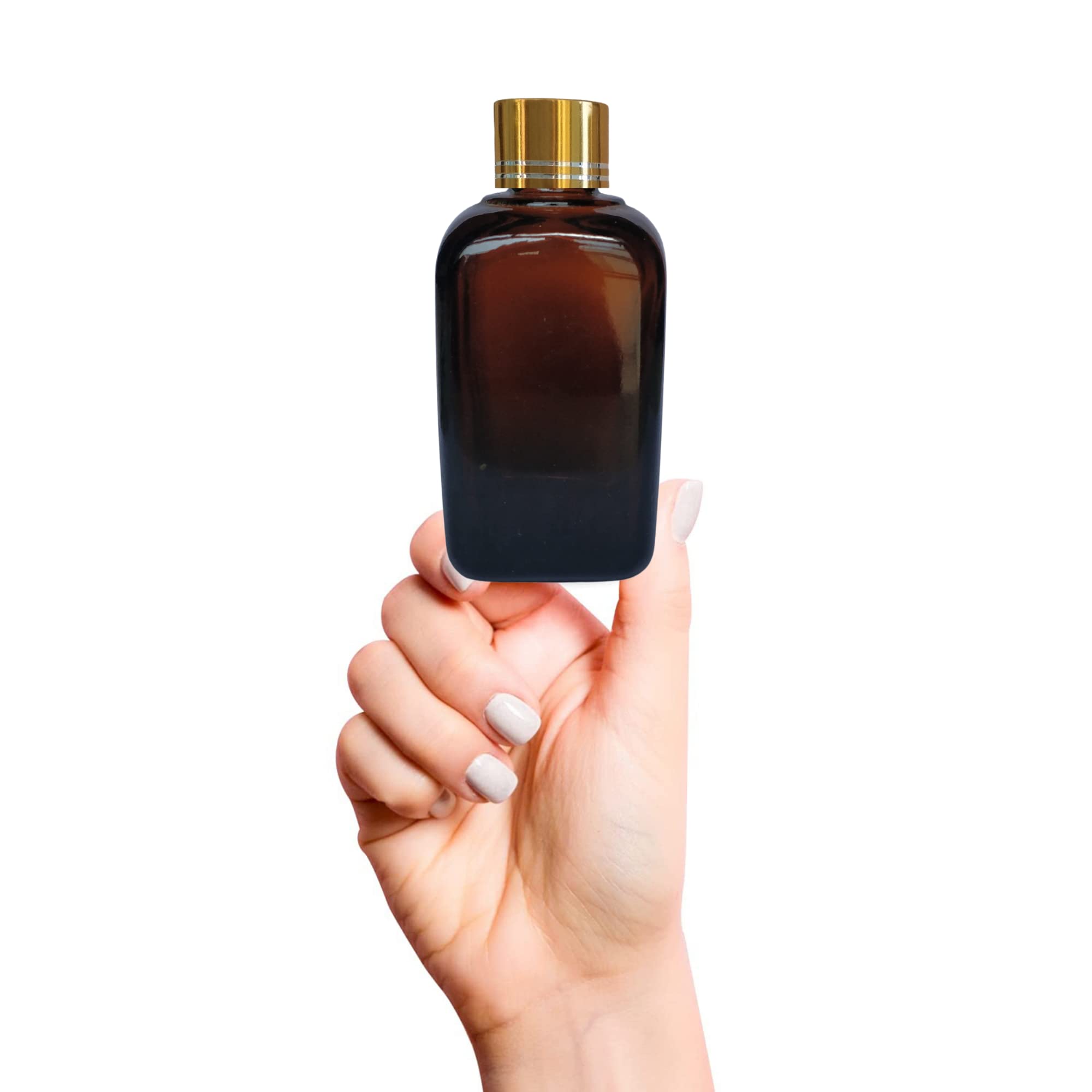 Refillable 15ml Amber Glass Bottles with Golden Cap & V Drop Nozzle - Pack of 6 Square Cosmetic Containers for Essential Oils, Serums, DIY Skincare, Travel - Perfect for Aromatherapy, Homemade Beauty Products & Gift Packaging