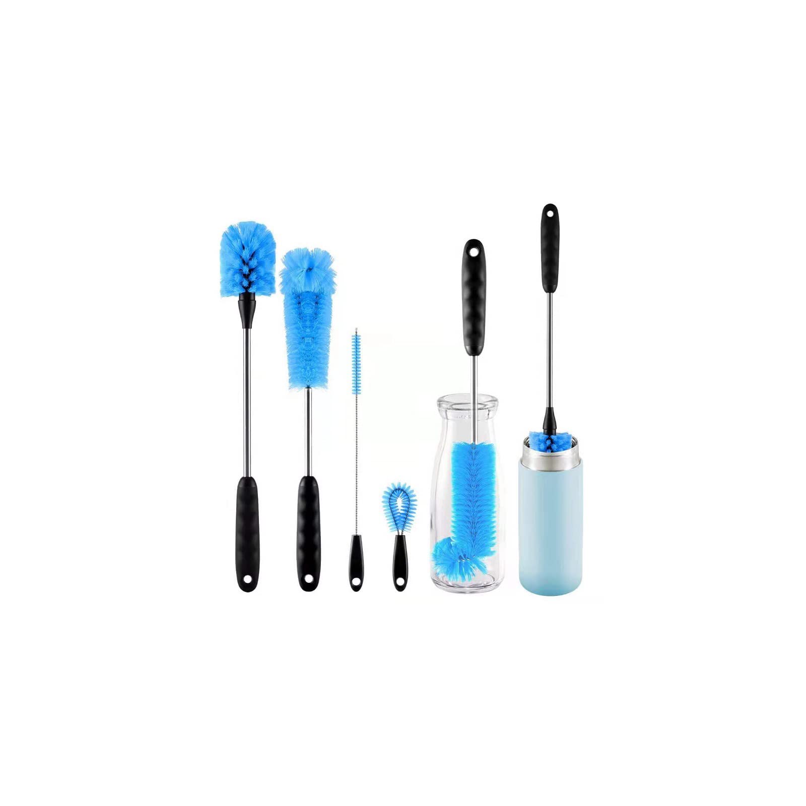 Premium Bottle Brush Cleaning Kit - 4PCS Multi-Purpose Brushes for Water Bottles, Baby Bottles, Straws, Coffee Pots, Kettles & More | Perfect for Home, Office, Travel & Camping Use