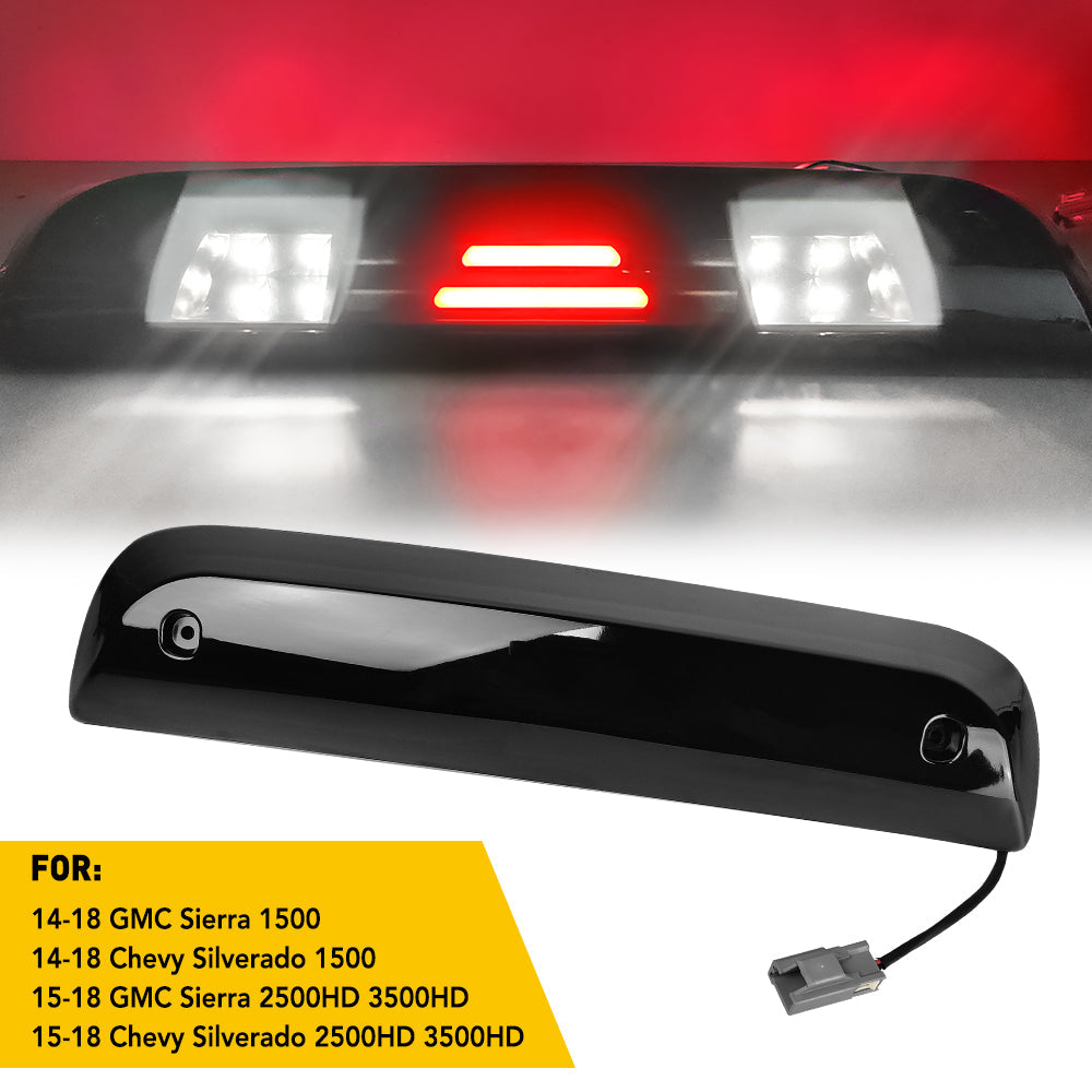 Smoked LED Third Brake Light for 2014-2018 Chevy Silverado & GMC Sierra 1500/2500/3500 HD Trucks - Upgrade Rear Safety Lighting for Night Driving & Towing