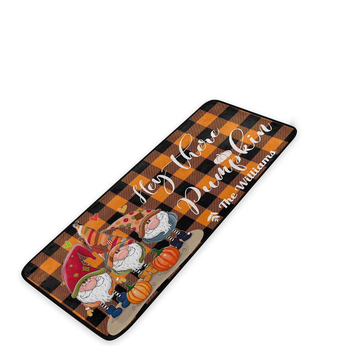 Custom Fall Kitchen Rugs Non-Slip - Buffalo Plaid Thanksgiving Mat for Farmhouse Decor (39